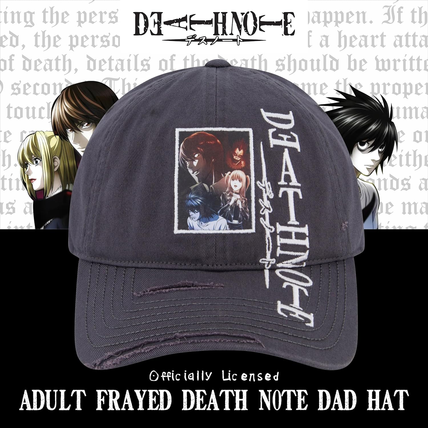 Death Note Hat, Adjustable Baseball Cap with Curved Brim, One Size - Image 2