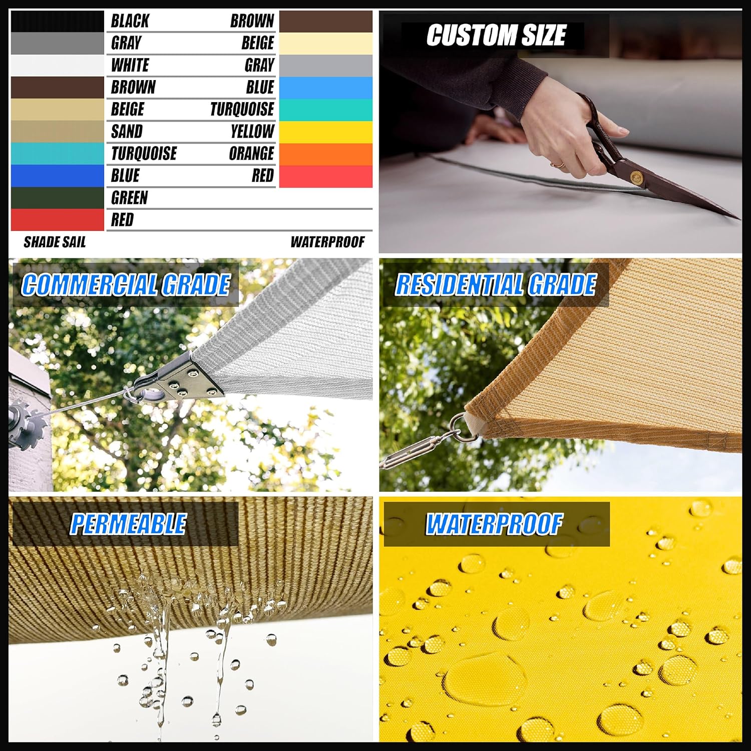 Royal Shade 32' x 32' x 32' Turquoise Sun Shade Triangle Sail Canopy Outdoor Patio Fabric Screen Awning RTAPT32-95% UV Blockage, Heavy Duty, Water & Air Permeable (We Make Custom Size)