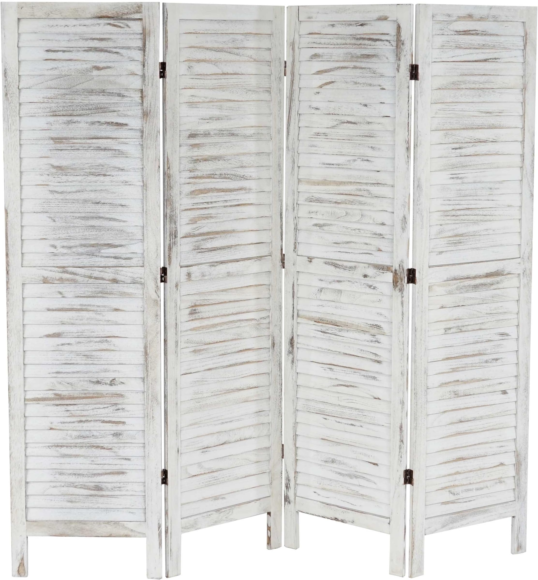 Mendler Paravent Room Divider, 170x182x2 cm, shabby look, vintage, white