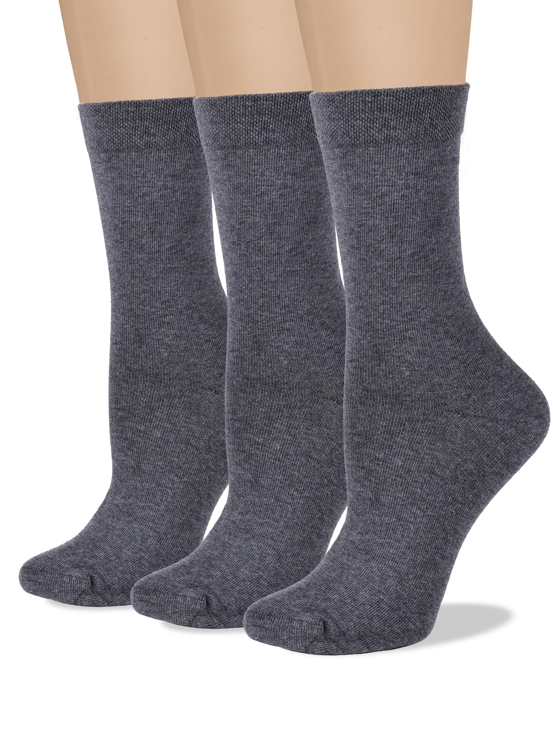 COTTON DAY Women's Soft Combed Cotton Socks Seamless Toe Black White Navy