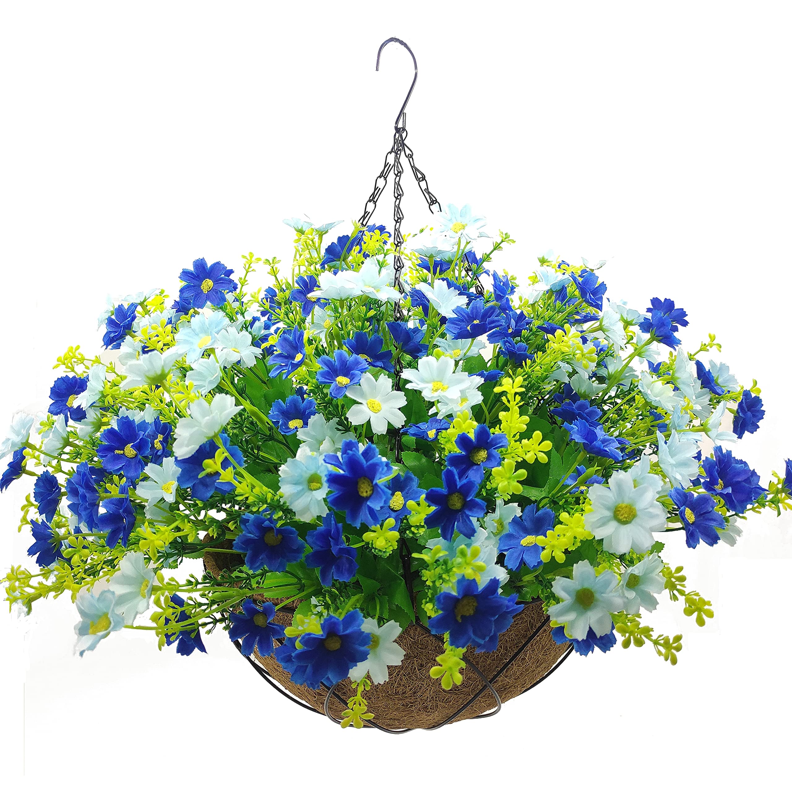 (SIMILAR ITEM)Artificial Hanging Flowers Basket for Spring Summer,Fake Daisy Flowers in 12 inch Coconut Lining Hanging Baskets for The Decoration of Courtyard, Indoors, and Outdoors