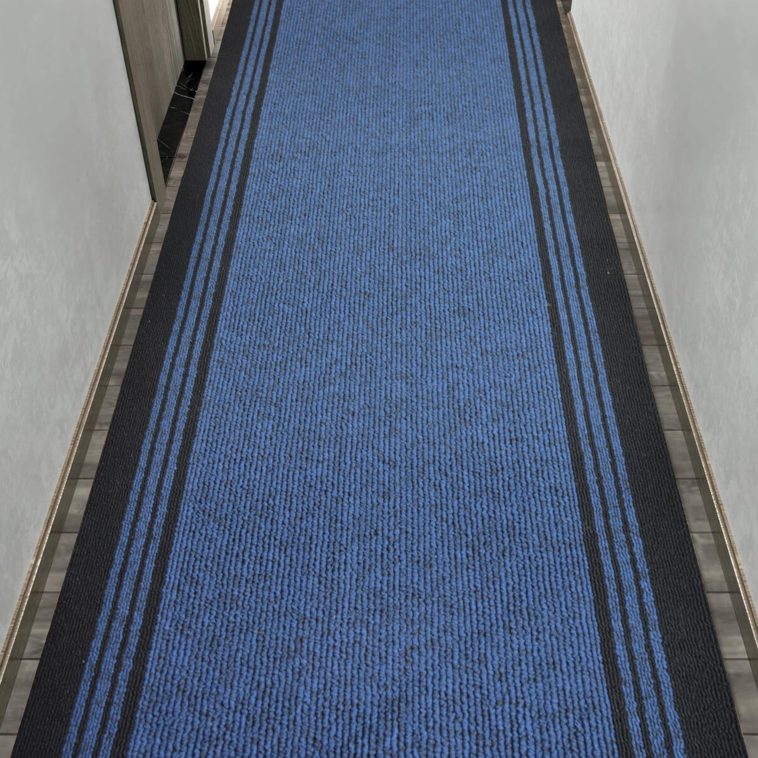 Custom Size Runner Rug Solid Border Berber Style Indoor/Outdoor Slip Resistant Rubber Backing 26, 31 or 36 inches Width Options with Customize Length