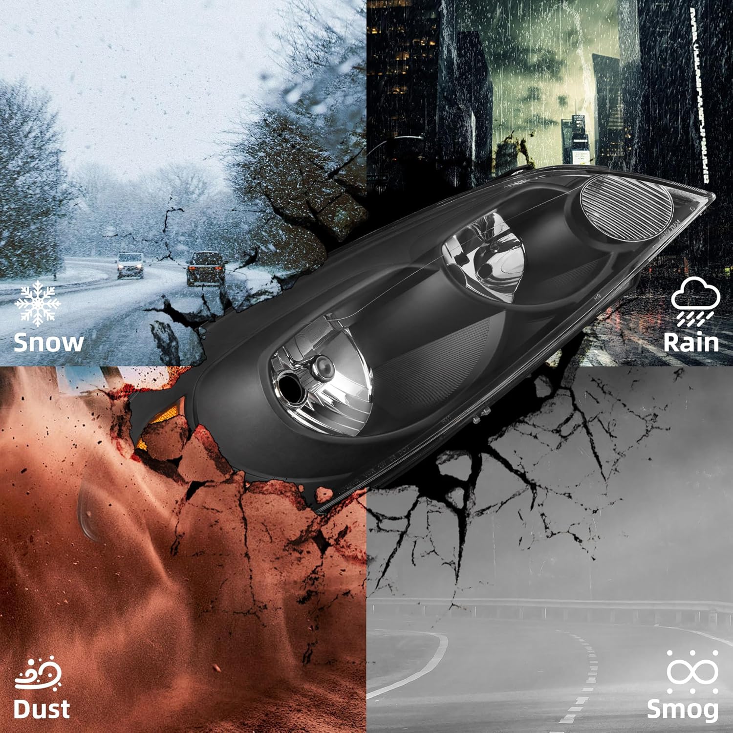 LEDKINGDOMUS Headlight Assembly, DOT-certified, Compatible with 2006-2013 Chevy Impala 2014 2015 2016 Chevy Impala Limited 06 07 Chevy Monte Carlo Headlamp Replacement Black Housing