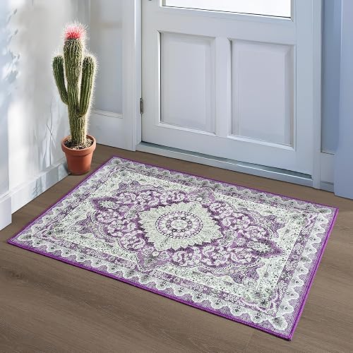 Foxmas 2x3 Purple Washable Entry Rug
