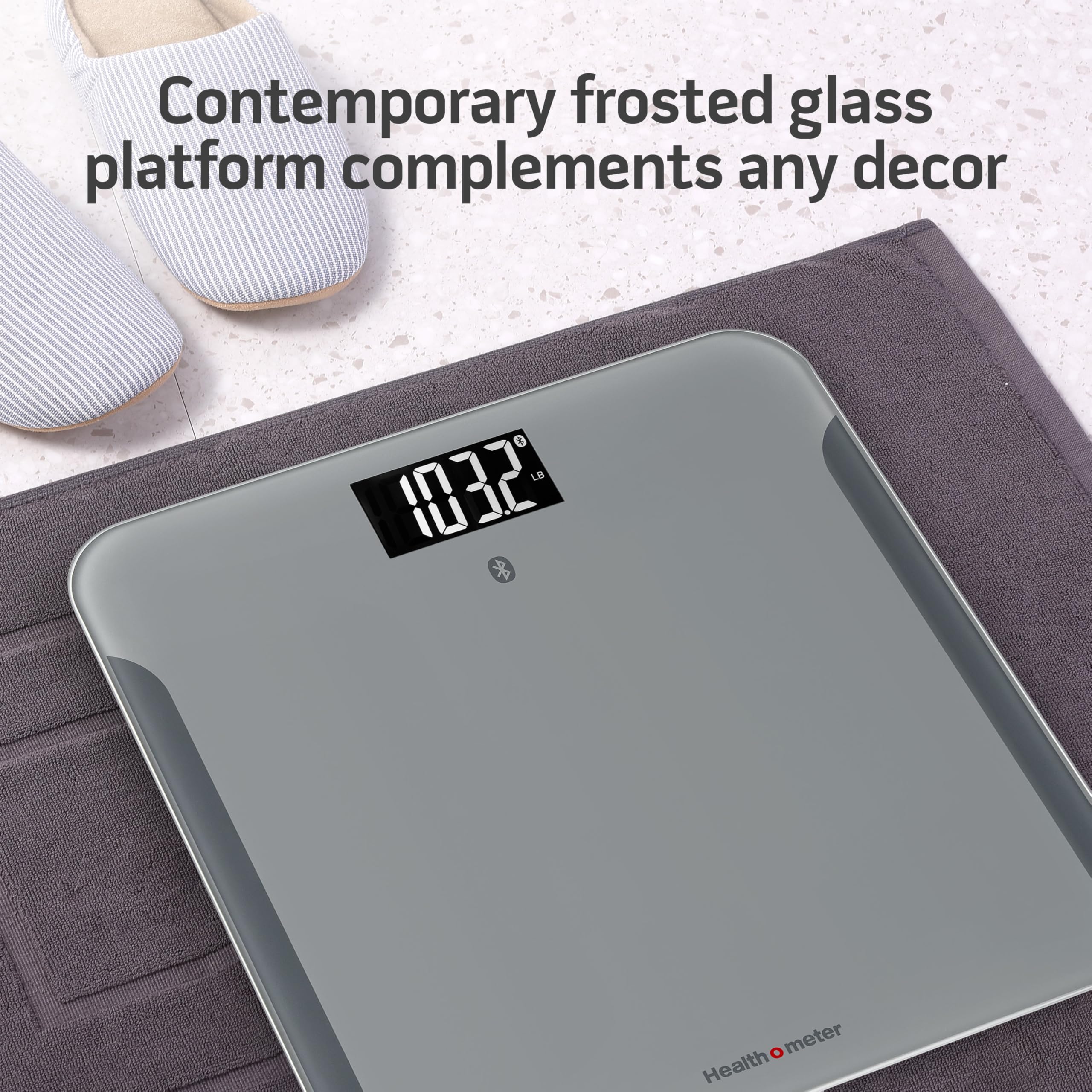Health o meter Bilancia Bluetooth per la composizione corporea, tiene traccia del peso e dell'IMC, ad alta precisione, capacità di 400 libbre, display di facile lettura, design elegante, piedini