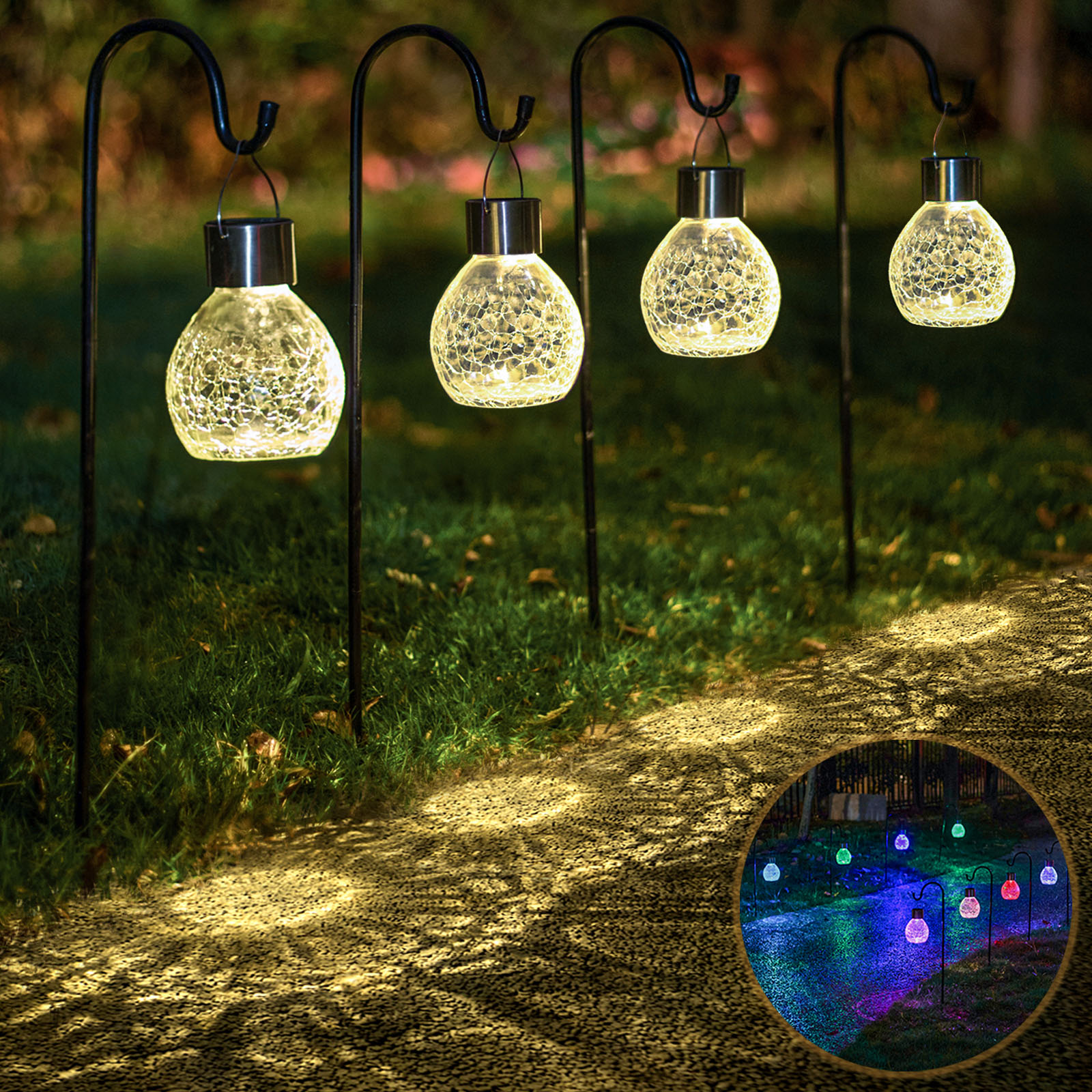 Amazon.com: EKQ 4 Pack Solar Lanterns with Shepherd Hooks