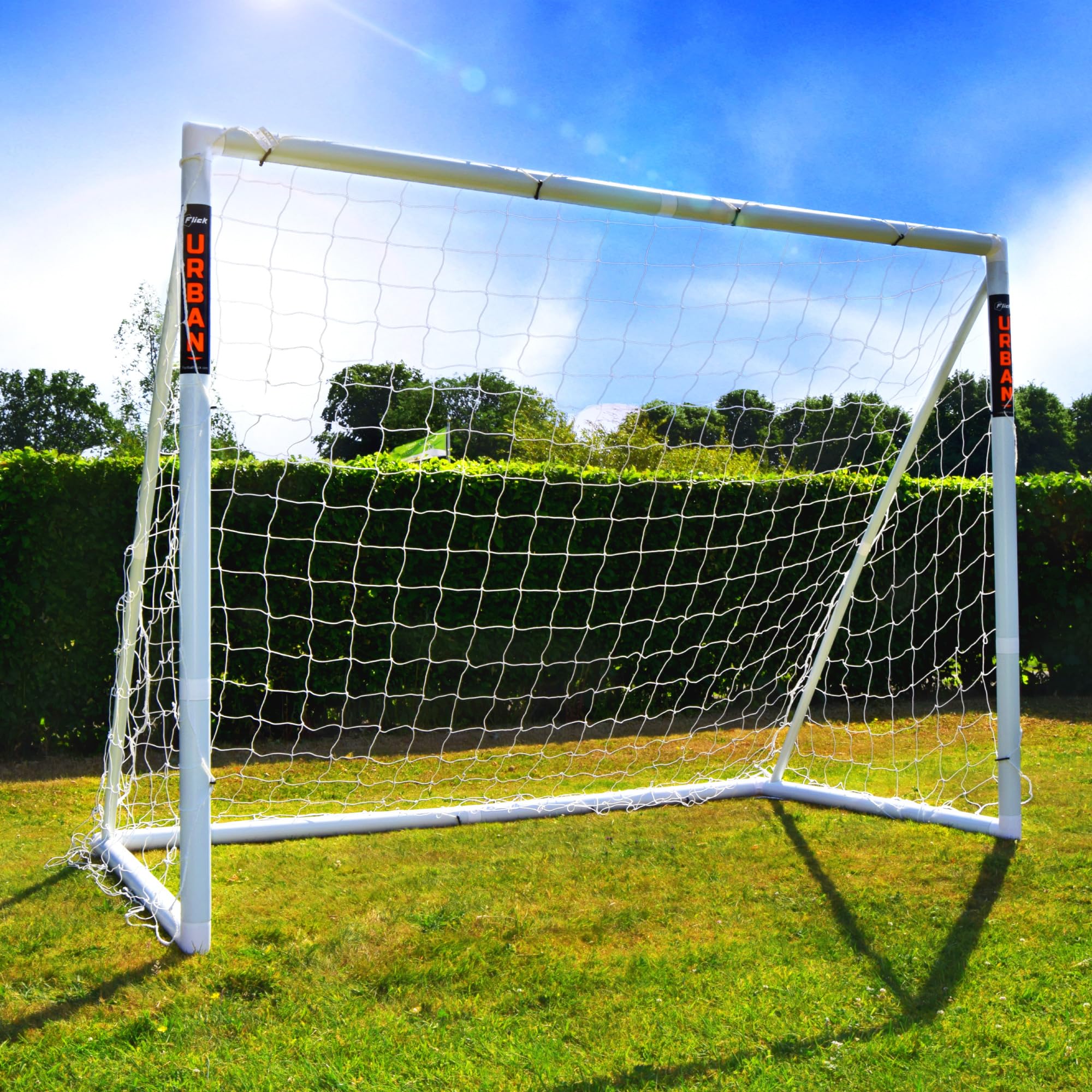 FLICK Football Goal | UK's Leading uPVC Goalposts | 6x4ft, 8x4, 8x6, 12x6 | Weatherproof frame & net | Fast & Easy Assembly | For Gardens & Clubs