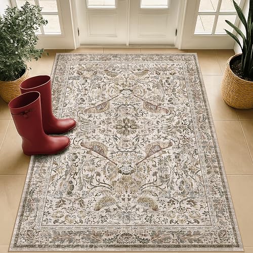 Hazo Haus 3x4 Machine Washable Floral Vintage Rug