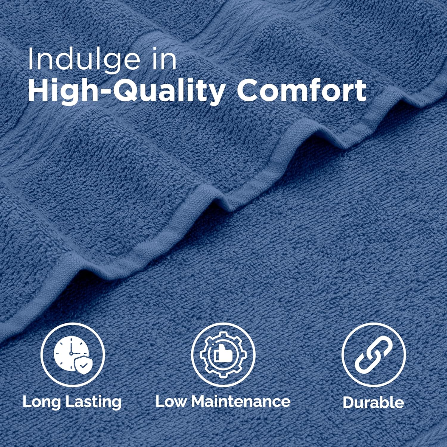 Martex Easy Living Everyday 6-Piece Bathroom Towel Set – 2 Bath Towels, 2 Hand Towels, 2 Wash Cloths – 100% Cotton – Soft & Quick-Dry Towels - Blue - Image 7