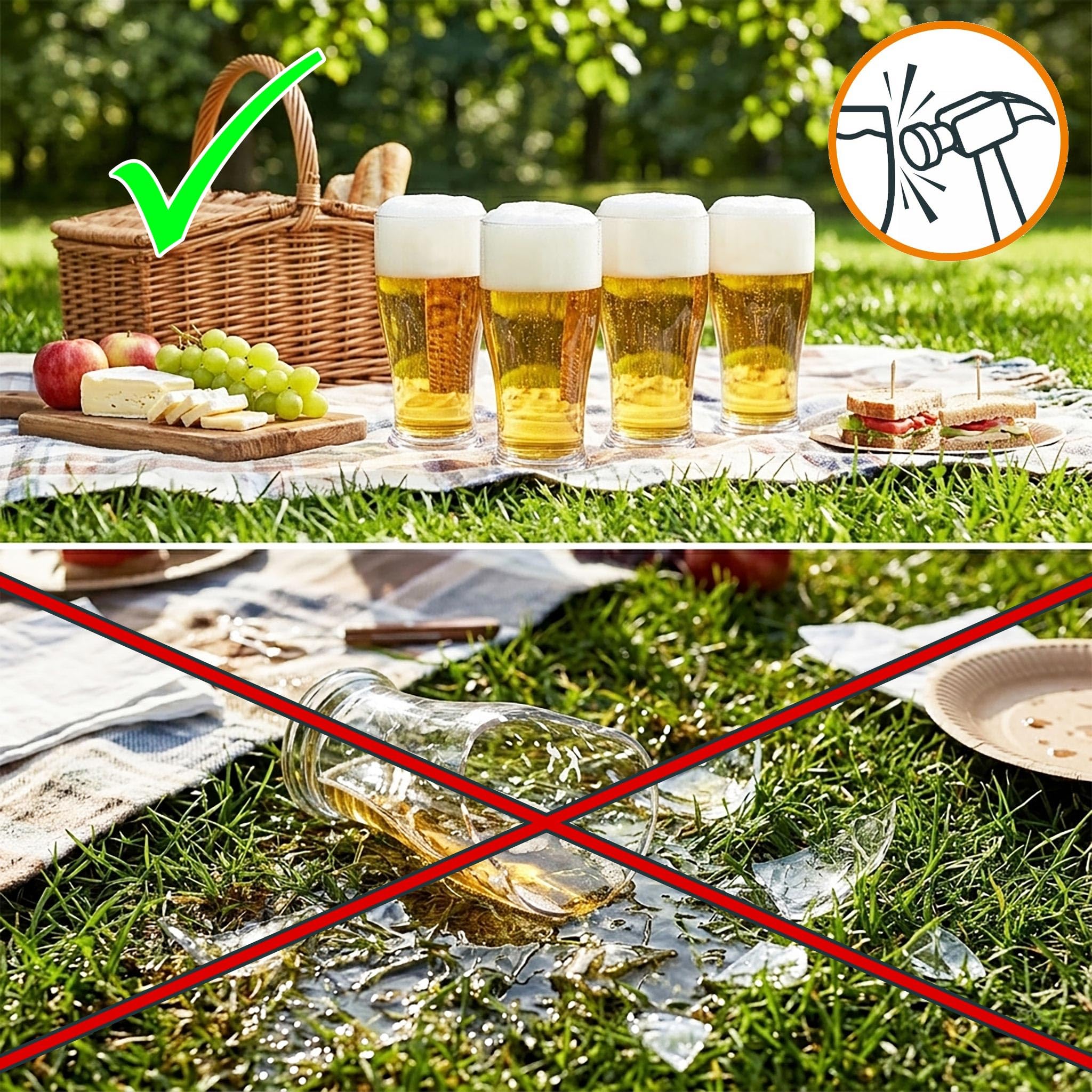Spetebo Mehrweg Kunststoff Bierglas 520 ml - 6er Set | kratzfest