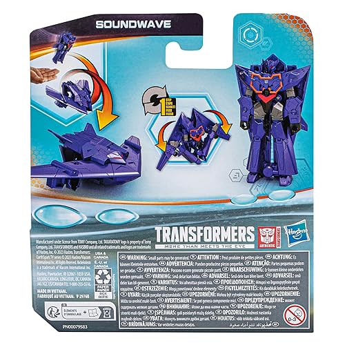 Vista 6 de Transformers Toys EarthSpark 1-Step Flip Changer Soundwave - Figura de acción de 4 pulgadas, juguetes robot para edades de 6 años en adelante
