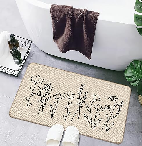 Miniatura 5 de Tapete rústico con flores silvestres y flores, 17 x 30 pulgadas, decorativo para el hogar, interior, exterior, patio, entrada, entrada, decoración