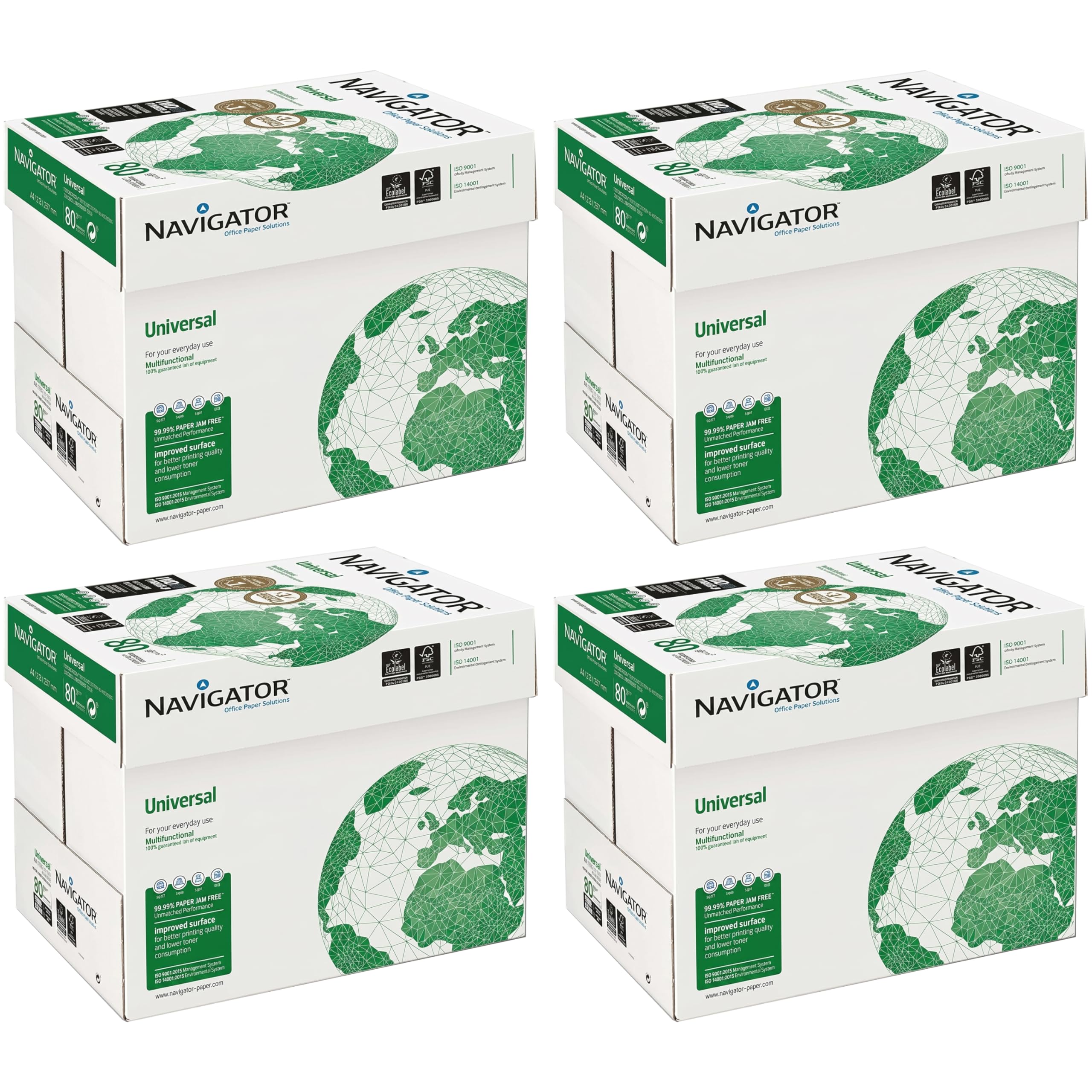 The Navigator Company - Papel De Oficina Universal, Tamaño A4, 80 G, 20 Paquetes De 500 Hojas