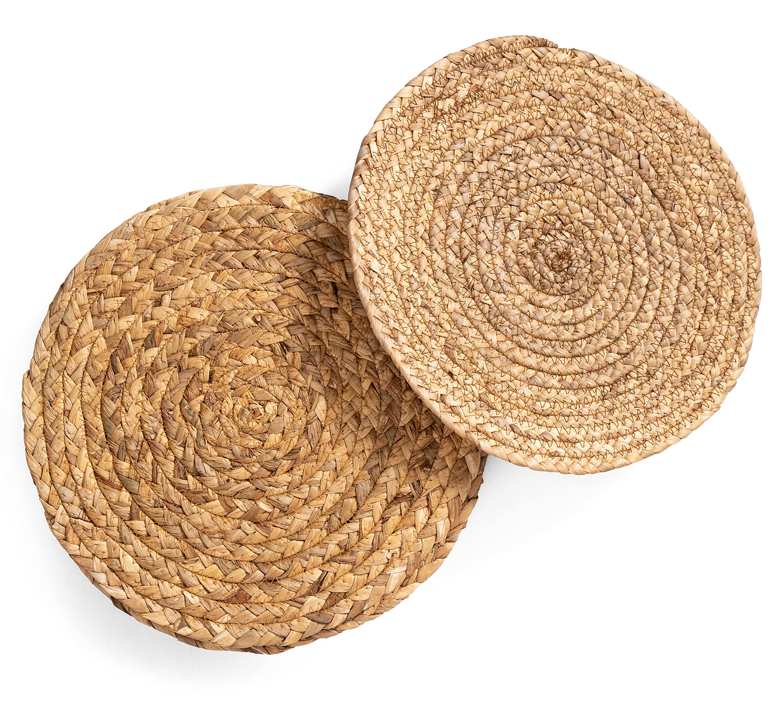BARIEN 13 inches Woven Placemats Round Set of 6, Natural Water Hyacinth ...