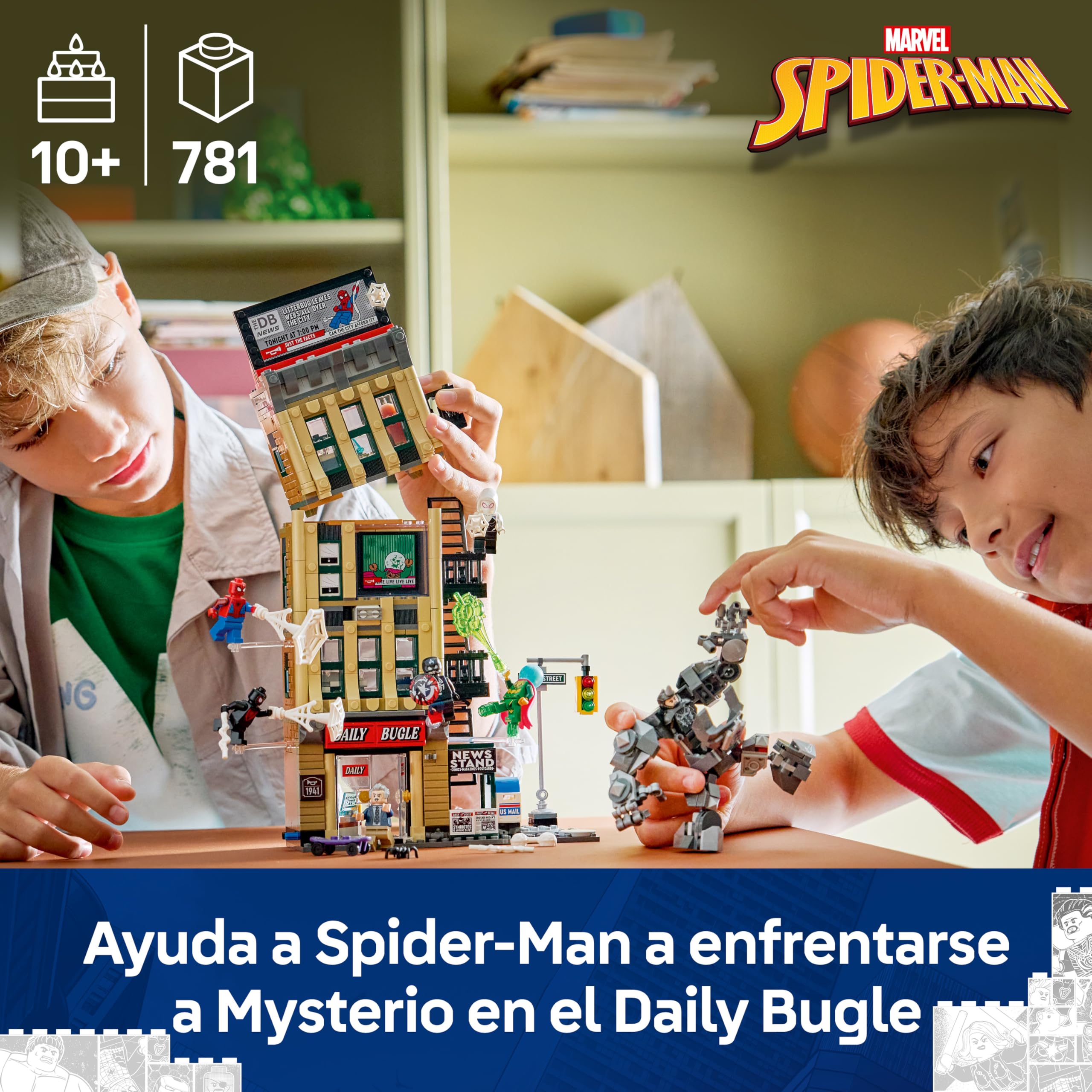 LEGO | Marvel Spider-Man vs. Mysterio: El Daily Bugle - Superhéroe de Juguete con Figura de Acción Meca y 7 Minifiguras - Regalo de Cumpleaños para Niños de 10+ Años y Fans de Las Películas - 76342