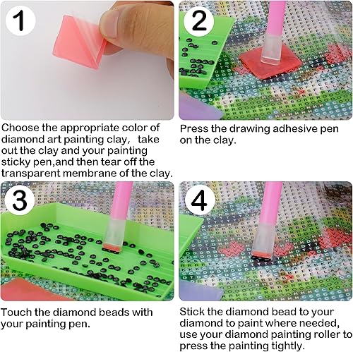 Miniatura 6 de Juego de arcilla de pegamento de cera de diamante para bricolaje, accesorios y herramientas de arte de diamante, 60 unidades