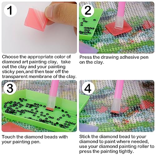 Miniatura 6 de Juego de arcilla de pegamento de cera de diamante para bricolaje, accesorios y herramientas de arte de diamante, 60 unidades