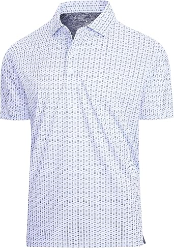 SAMERM Mens Golf Shirts Short Sleeve Dry Fit Performance Moisture Wicking Print Sport Polo Shirts for Men Casual