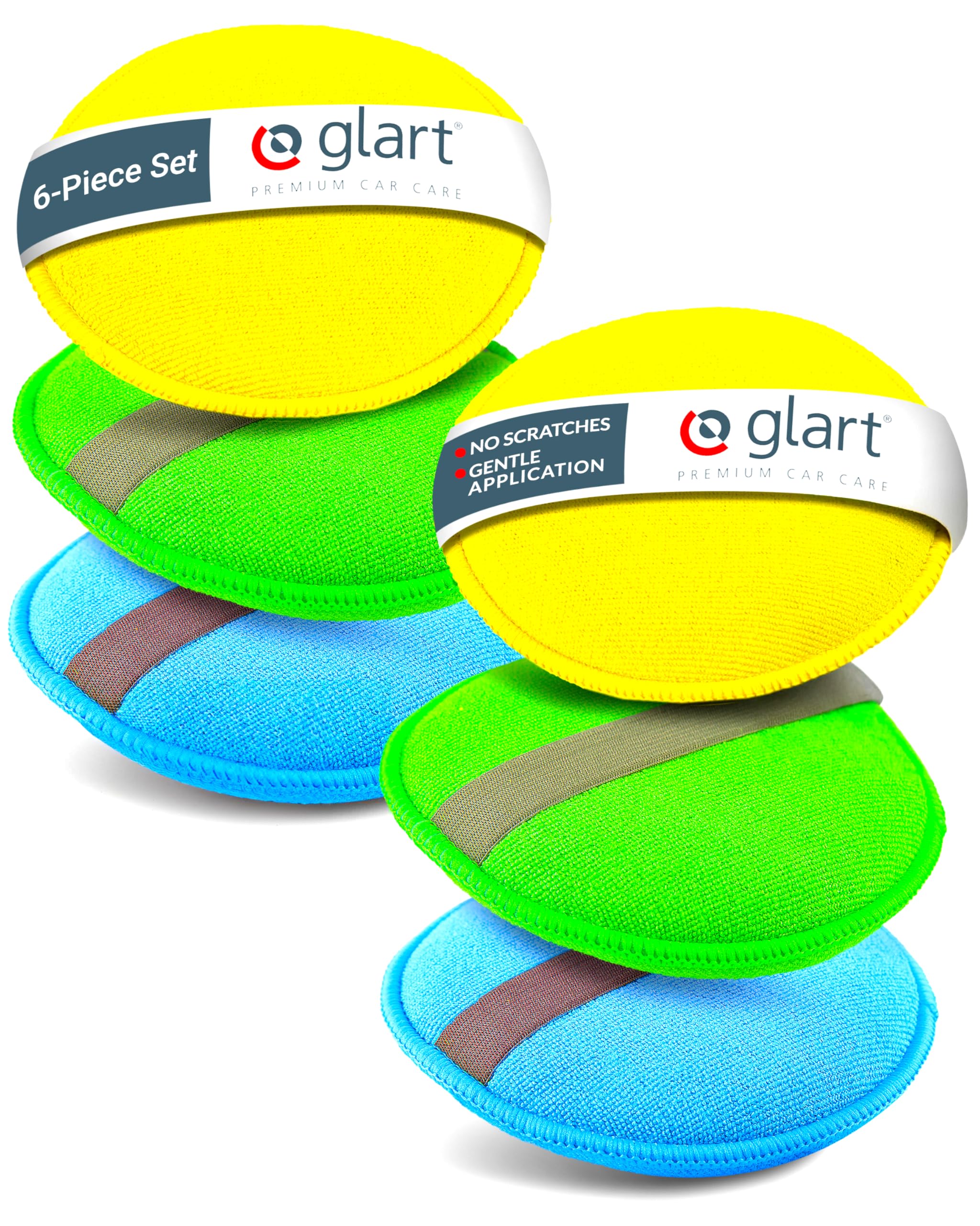 Glart 46PP Microfiber Car Polish Pad Set, 6 Pieces 130x25 mm, Wax, Sealant