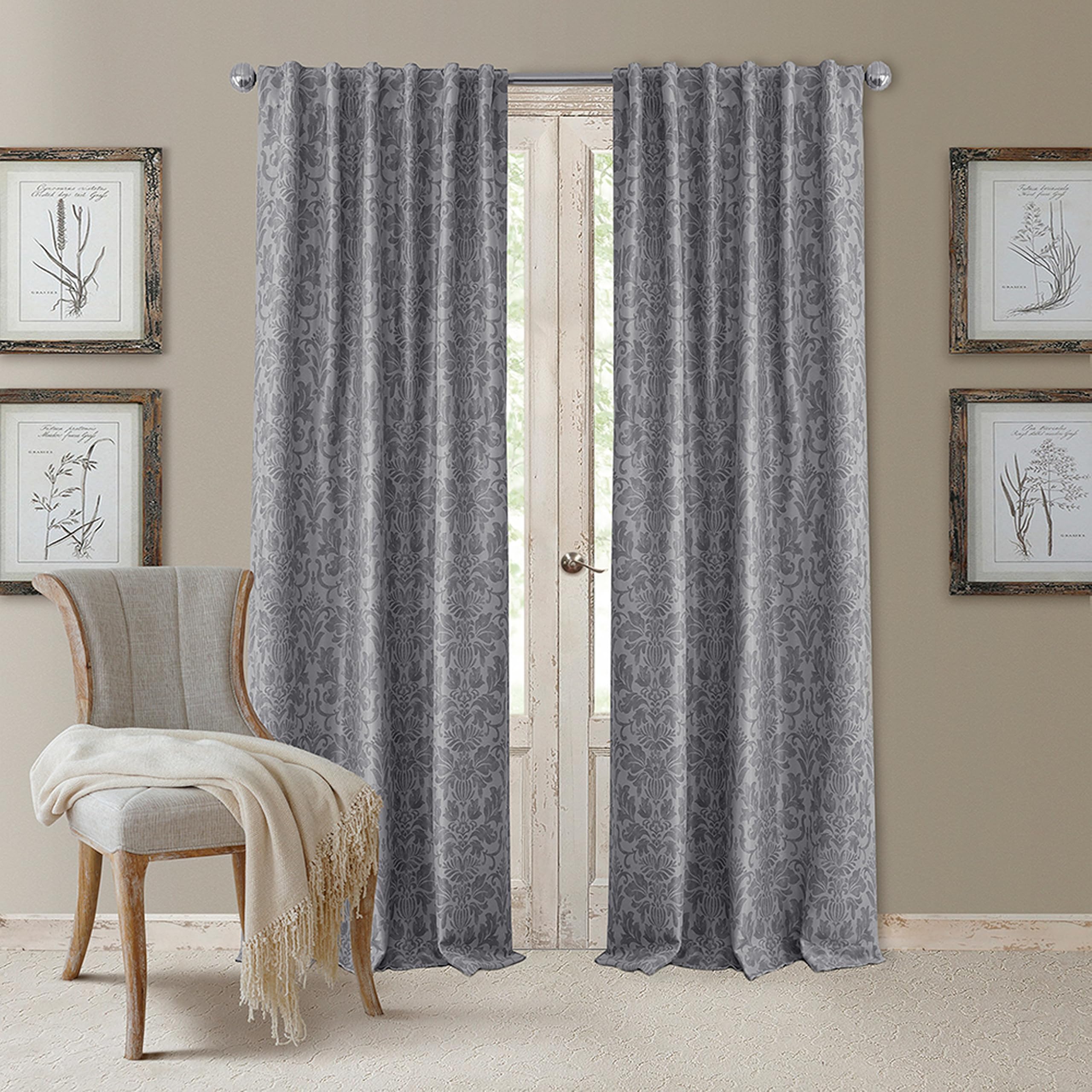 Rideau occultant passe-tringle argent 132x213 Elrene fenêtre