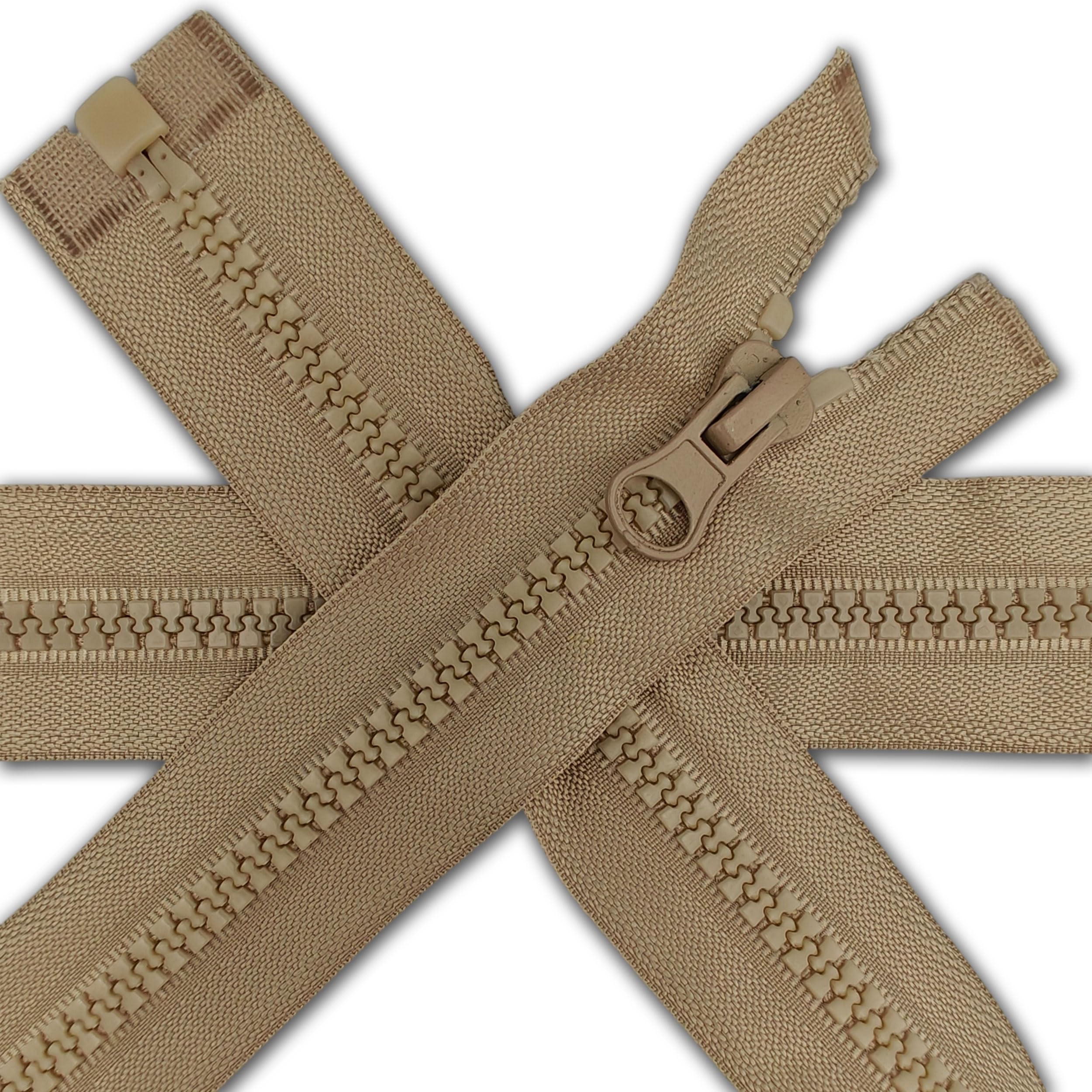 1 pc Beige Chunky Zipper 13.7'' | Open-End Fastener Size #5 | Single Slider, One-Way Plastic Resin Zip for Sewing, Jackets, Coats, DIY Repair, Tailoring | Replacement Zipper 35cm