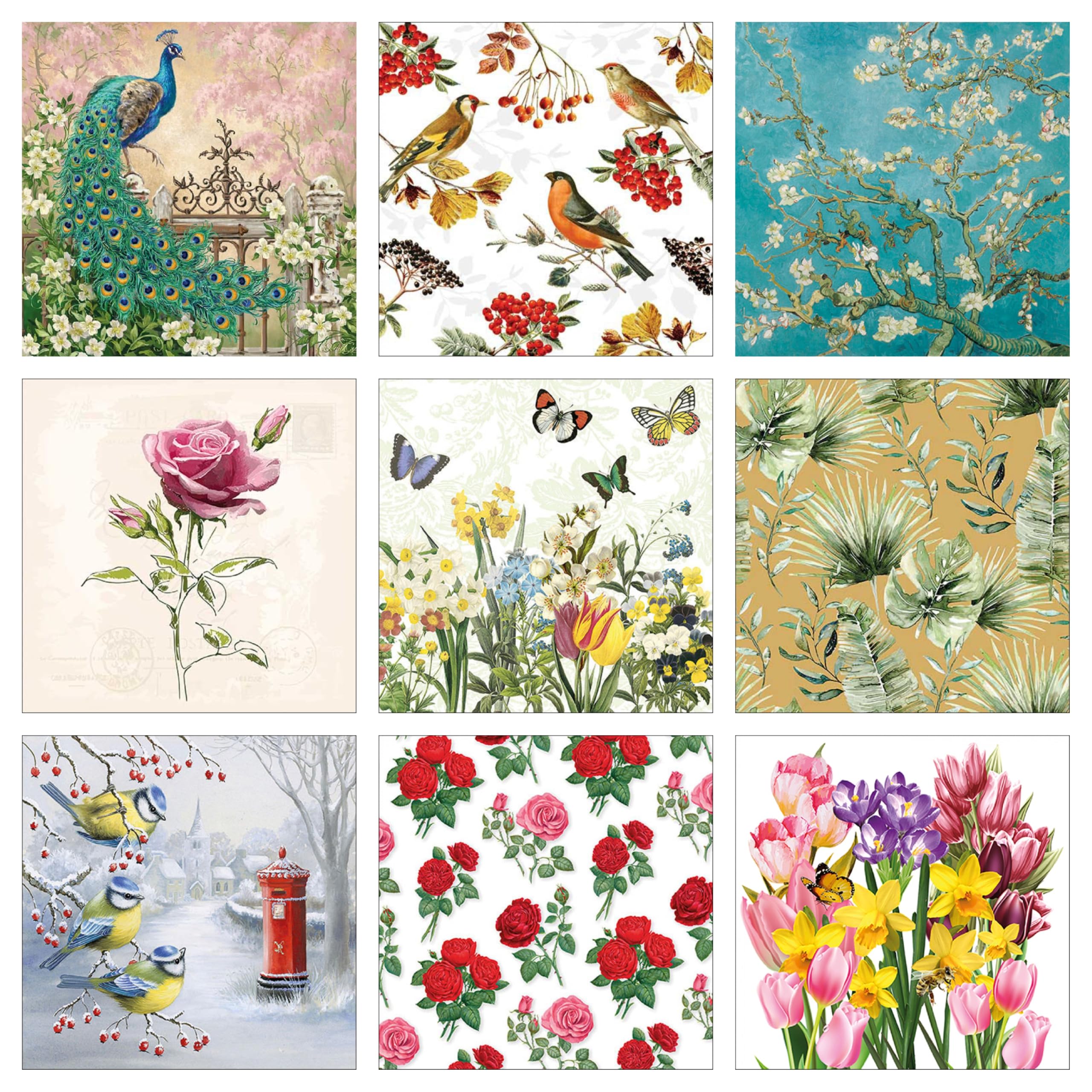 Decoupage Napkins Bird Print Set1-9 Decoupage Tissues -1 napkins of each design - BIRDS- 9 pc total-picture-11