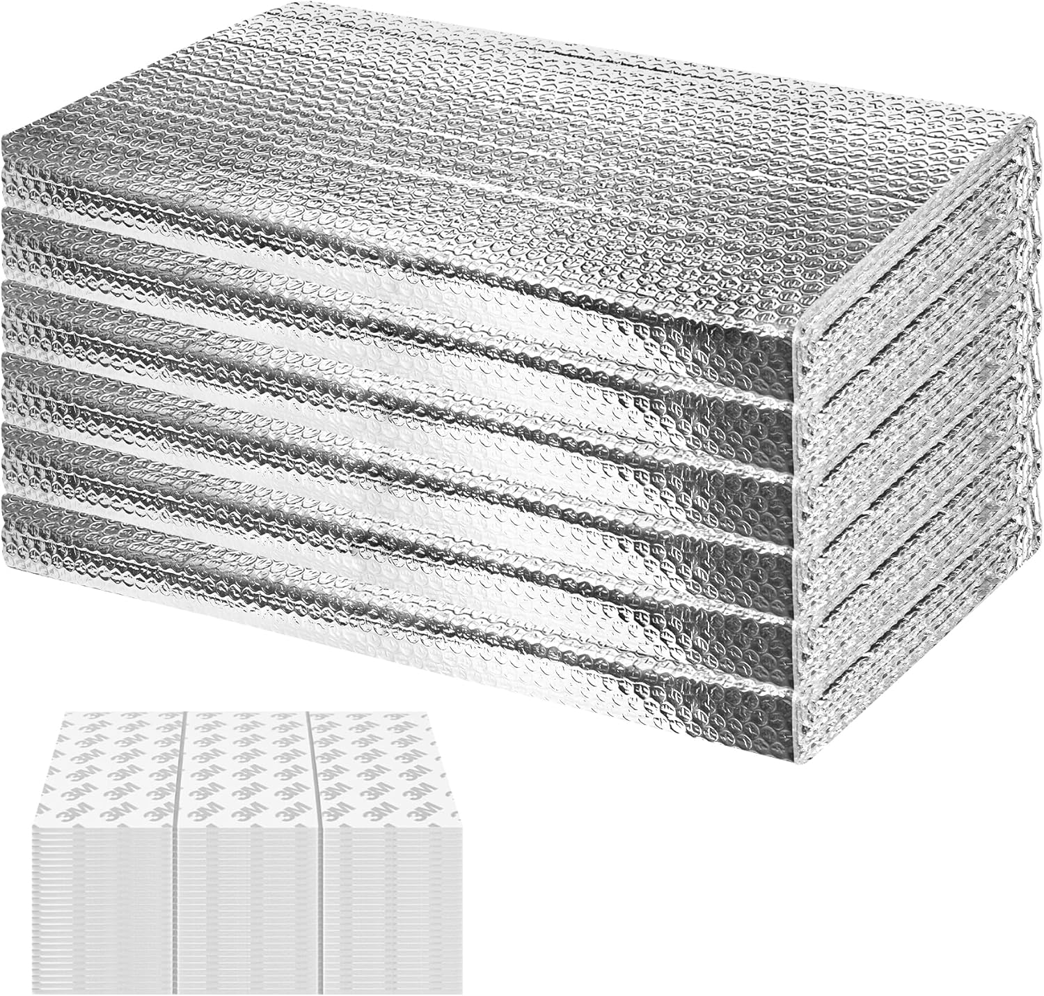 6P Garage Door Insulation Panels Kit 0.24' Thick Double Bubble Reflective Aluminum Foil Sheet Thermal Insulation Shield with 120 Tapes Winter Clod and Summer Heat for Attic, Garage, Wall (24'' x 48'') 6 24" x 48"