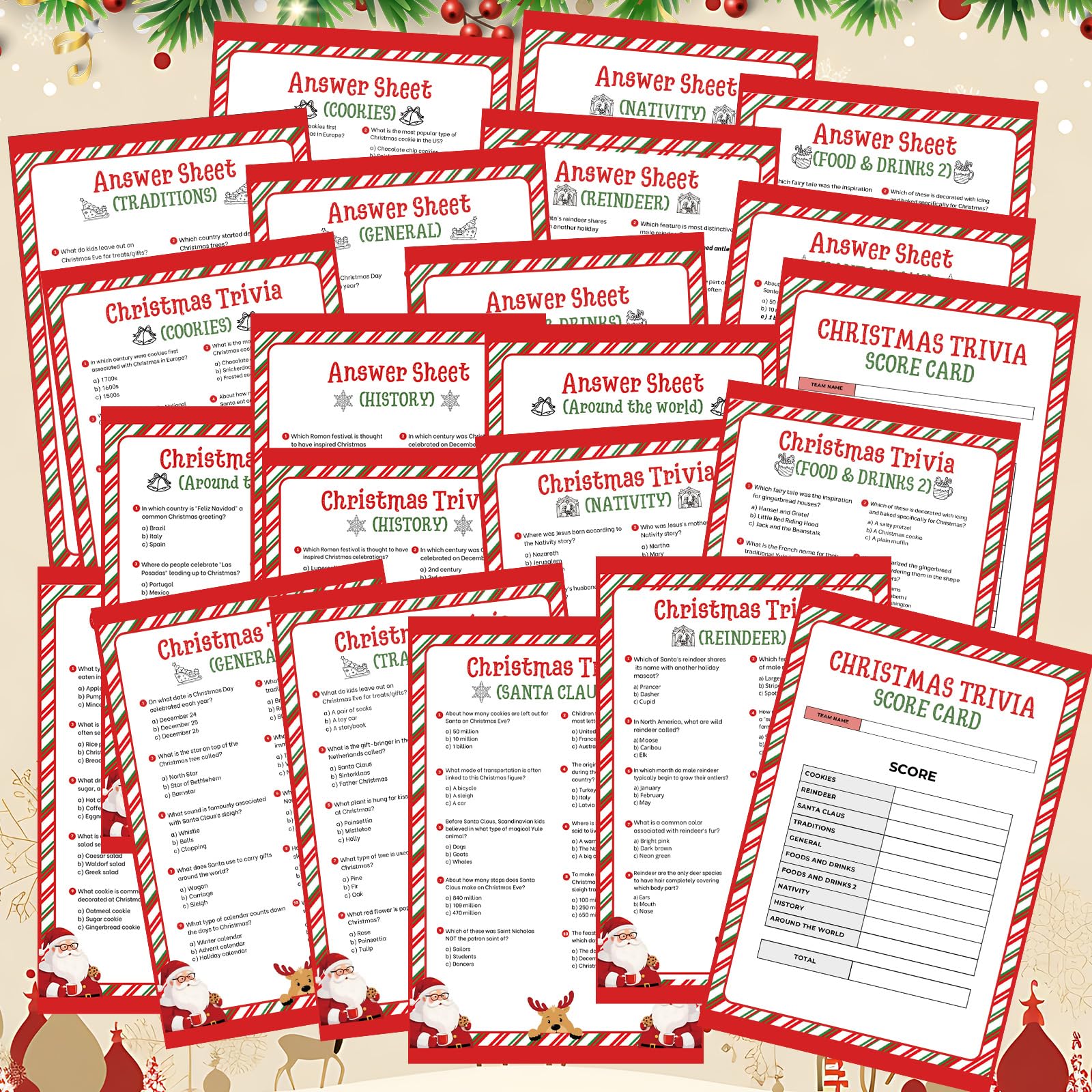 Juegos de feud para adultos con 2 zumbadores, juego de fiesta de trivia de Navidad, festival de Navidad, actividad de adivinación para eventos festivos anuales, oficina, decoraciones de fiesta de