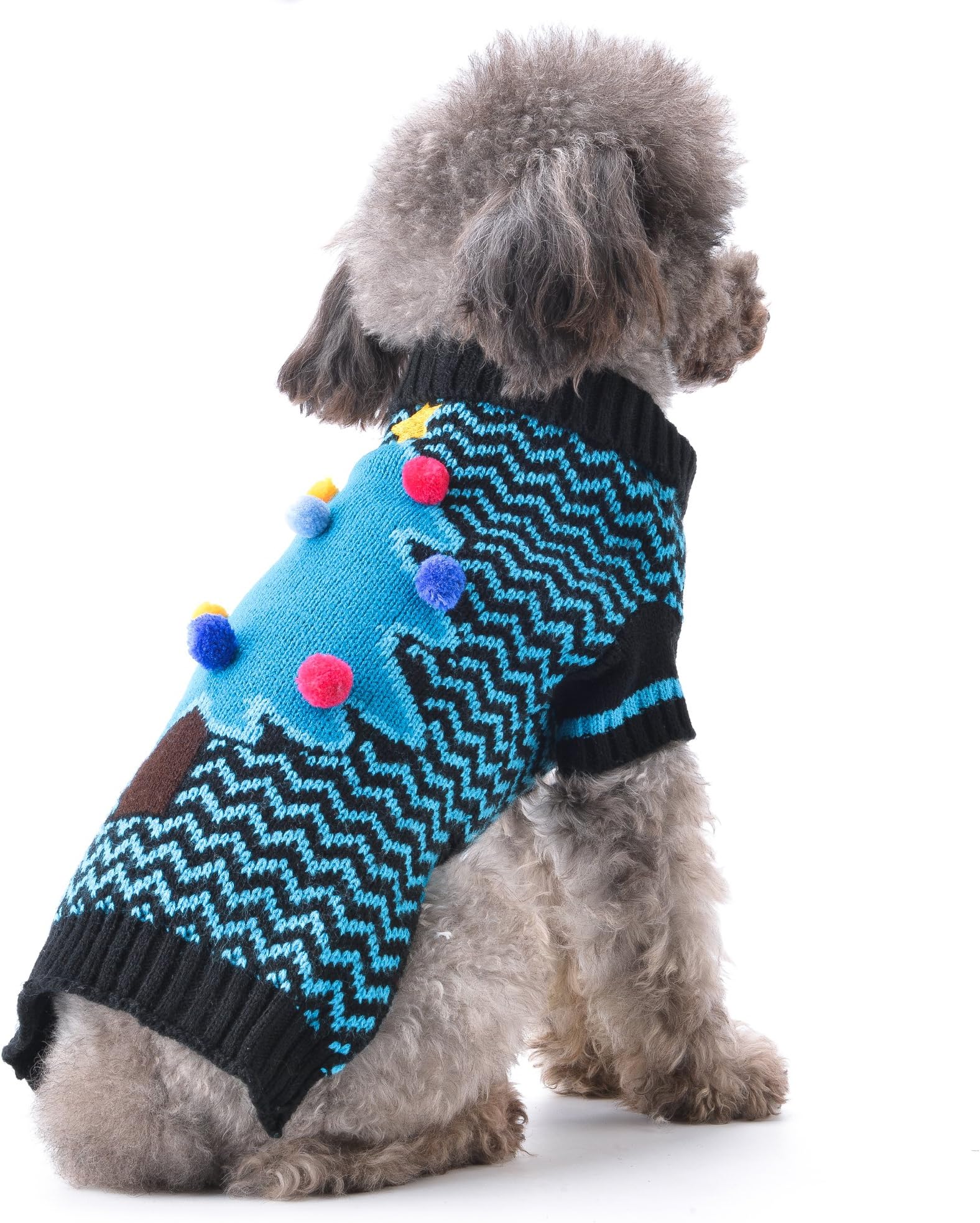 ABRRLO Winter Dog Sweater,Christmas Tree Holiday Ugly Puppy Pet Dogs Sweaters Xmas New Year Doggies Jumper Sweater,Pet Clothes for Small Medium Dog and Cat XS S M L XL (M(Chest 17.32"))