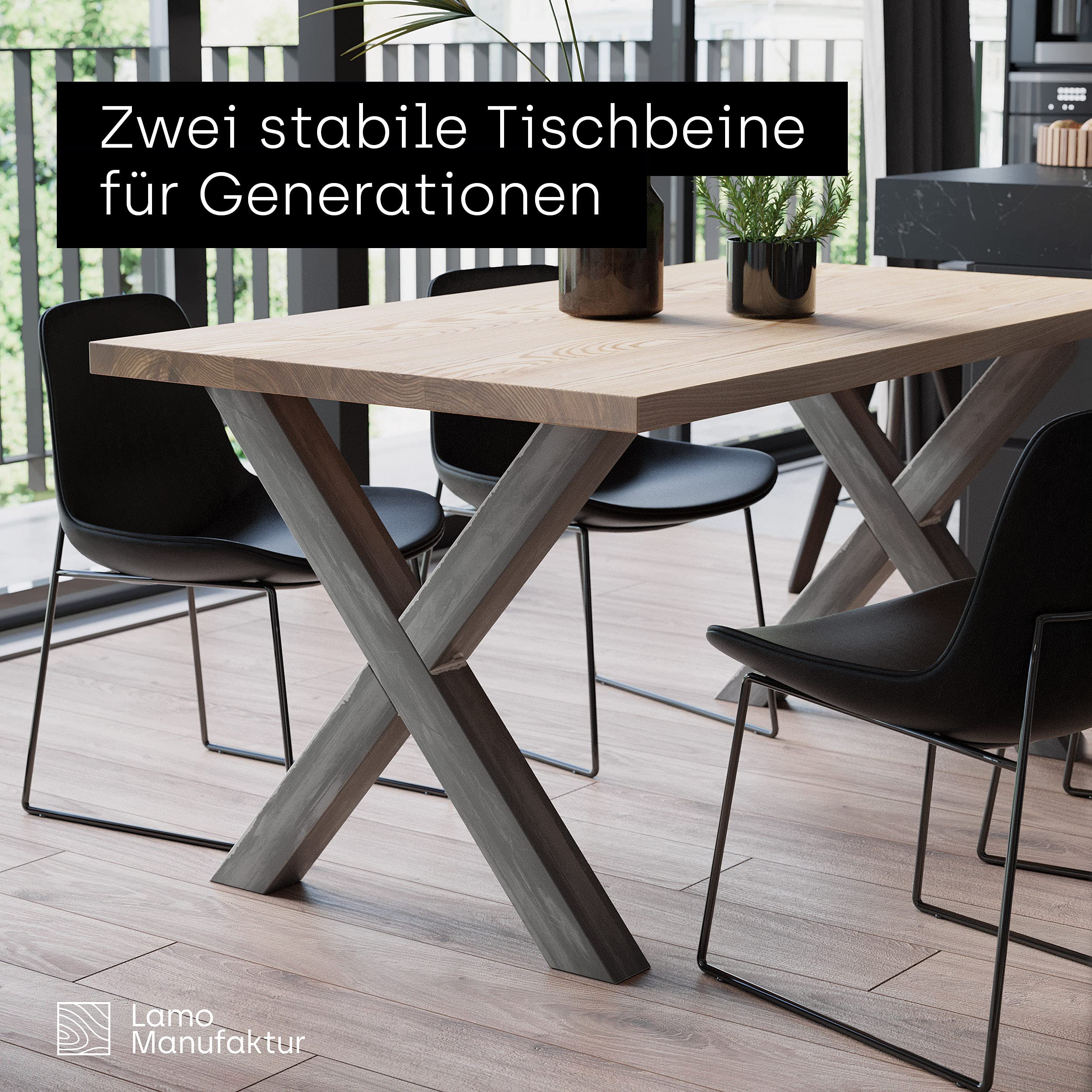 Gambe Per Tavolino Da Caffè Simple Light - Acciaio Grezzo Laccato, Profilo 60x20mm, 40x43cm, Set Di 2 Gambe Moderne - Foto 4