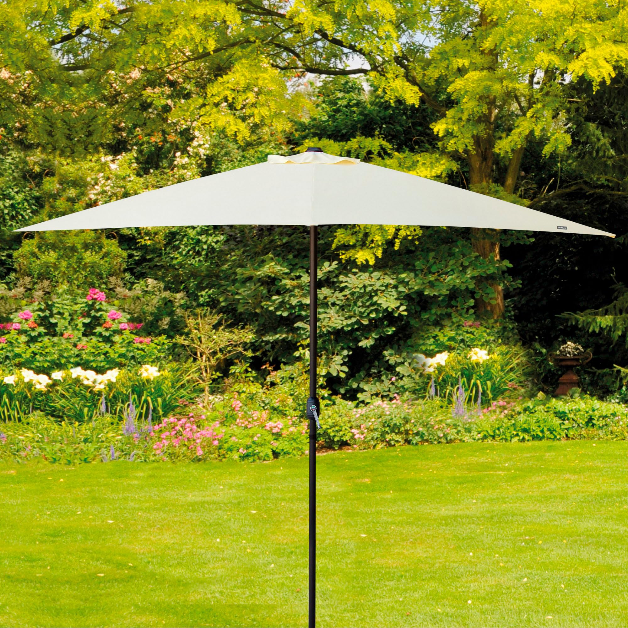 AKTIVE 53877, Sombrilla rectangular, Parasol terraza, Toldo 3x2 m, Sombrilla jardín, color crema, mástil aluminio, 300x200cm