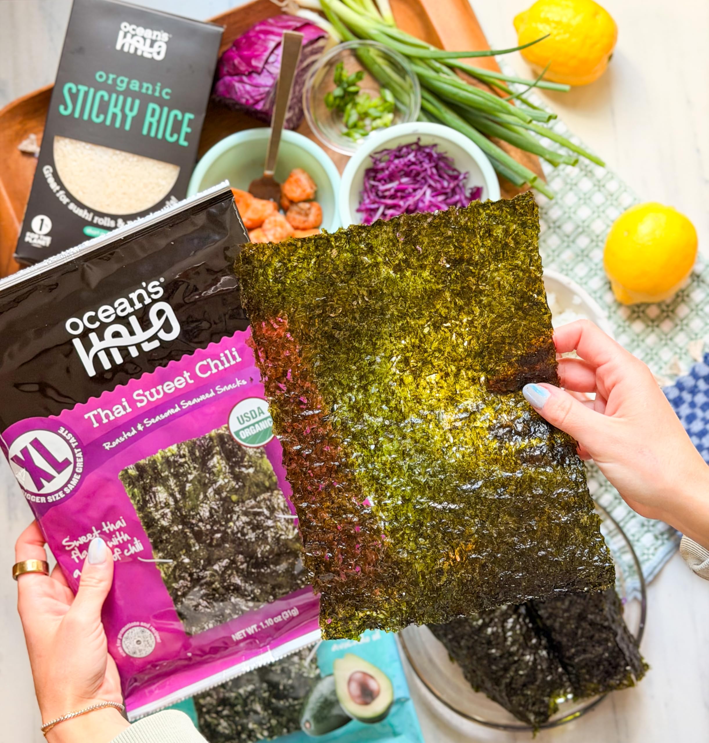 Organic XL Seaweed Snacks, Thai Sweet Chili, Roasted Nori, Perfect