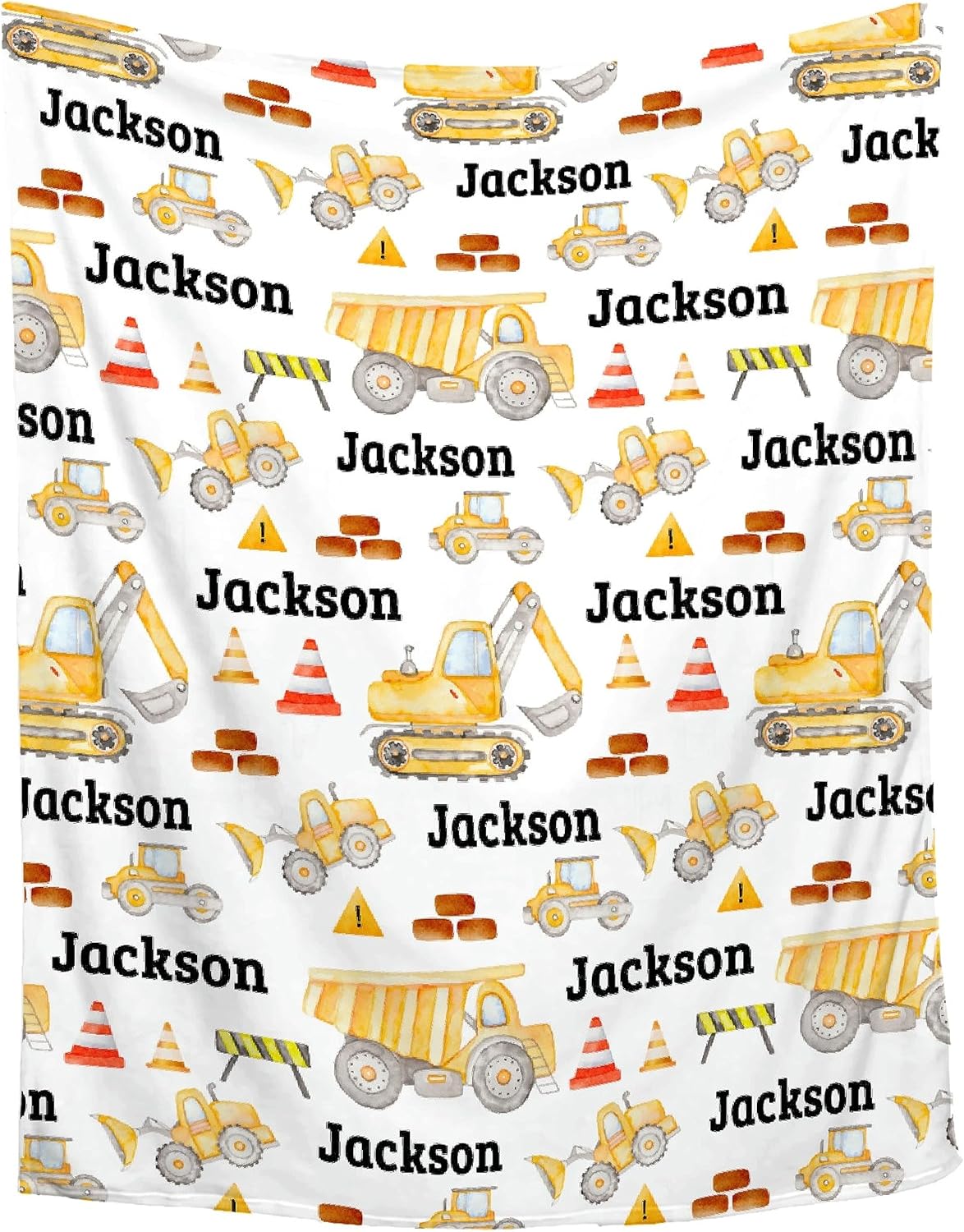 Personalized Baby Blanket for Girls Boys Transportation Trucks Custom Baby Blanket with Name Swaddle Blanket for Toddlers Infants Kids Shower Newborns Nursery Stroller Crib Decor Throw Birthday Gift