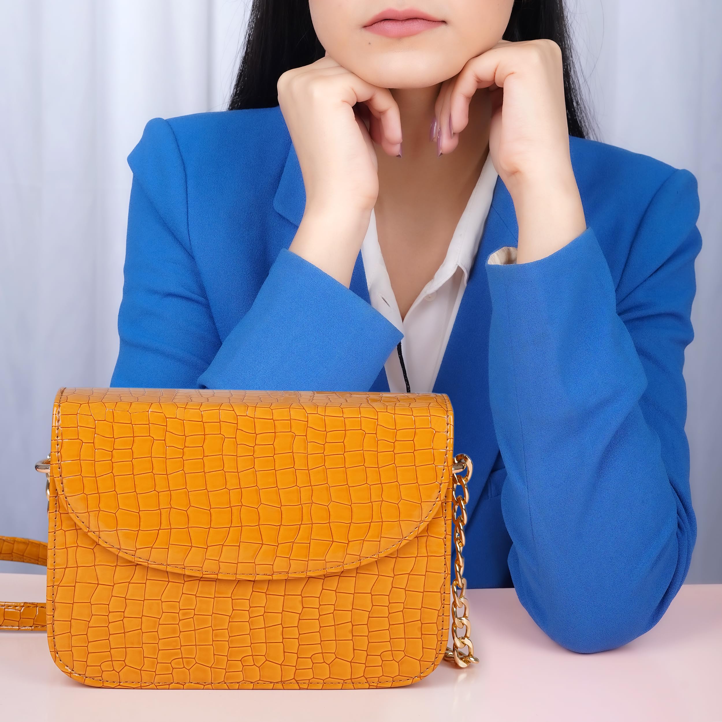 The Wallet Store Premium Brick Style Leather Sling Bag - Yellow