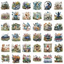 36 Pcs Spring Floral Rub On Transfers for Crafts, Floral Garden Watercolor Rub-On Transfers for Furniture Wood Glass, Sticker Decals for Cabinets Frames Table Home DIY, 3.1" x 3.1"