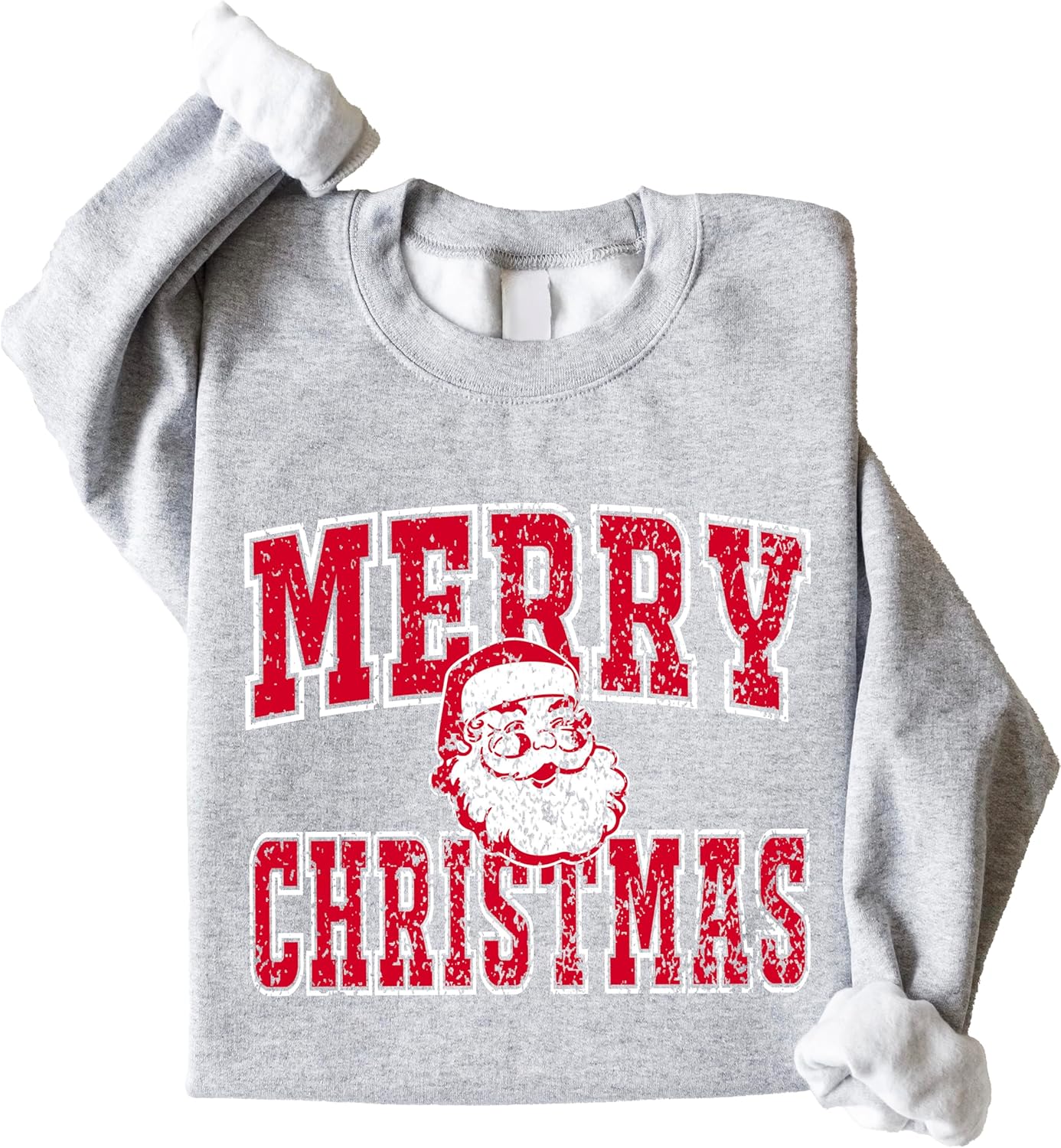 Olive Loves Apple Vintage Merry Christmas Santa Sweatshirt for Women, Men, Boys & Girls Trendy Matching Holiday Sweater