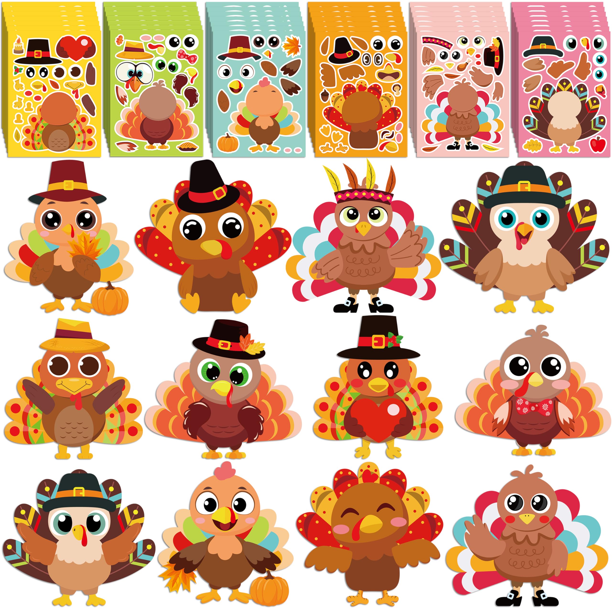 Stickers de Thanksgiving pour jeux de fête : 120 autocollants enfants pour table d'automne