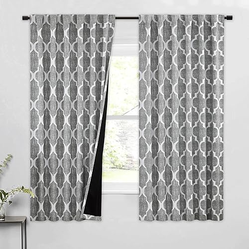 Beauoop Paneles de cortinas opacas con pestaña trasera, con aislamiento térmico, reducción de ruido para dormitorio, sala de estar, juego de 2, 50