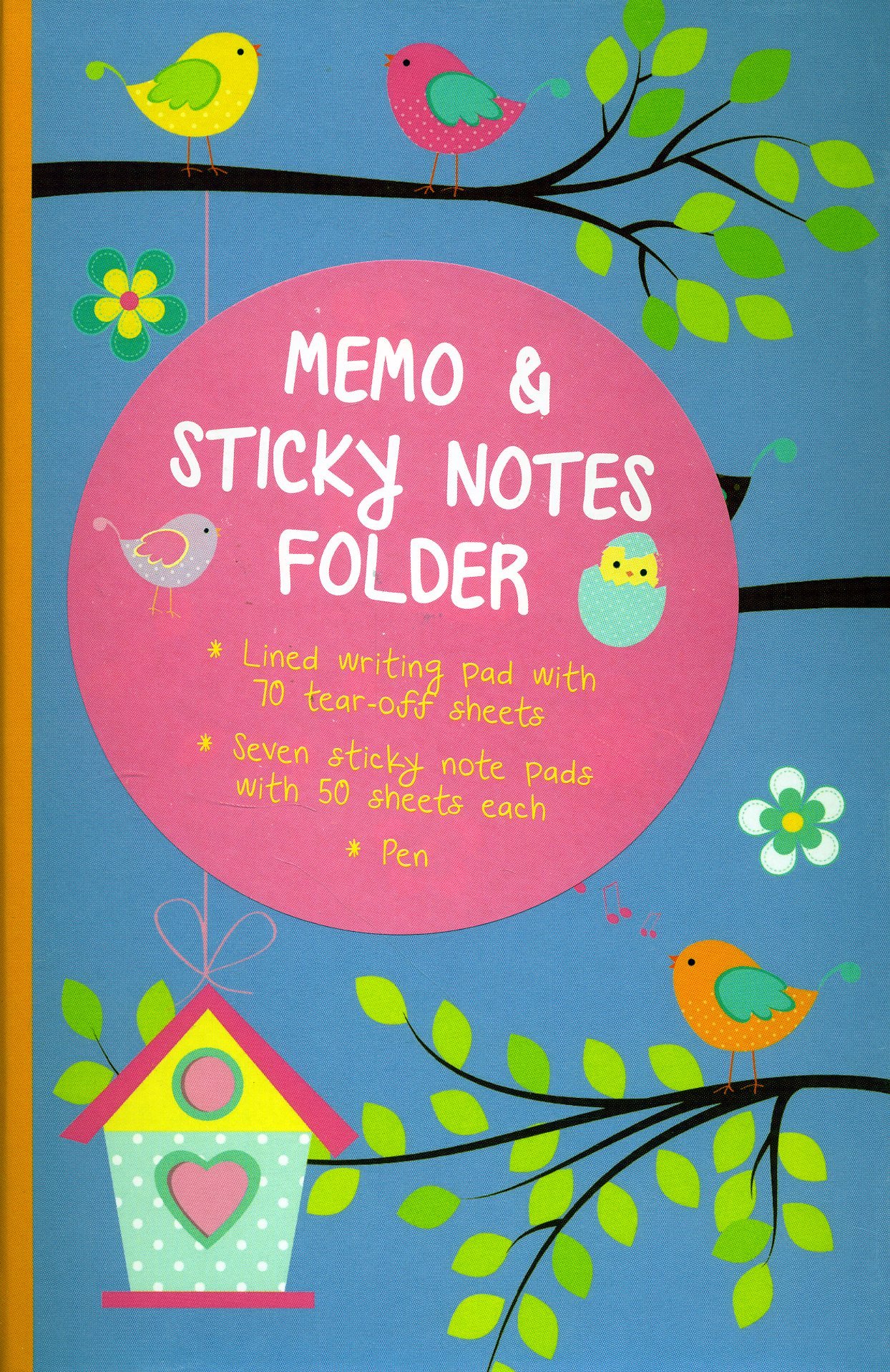 Memo & Sticky Notes Folder: Cute Birds: Small Folder Containing 7 Sticky Notepads, a Tear-Off Lined Writing Pad, and Gel Pen