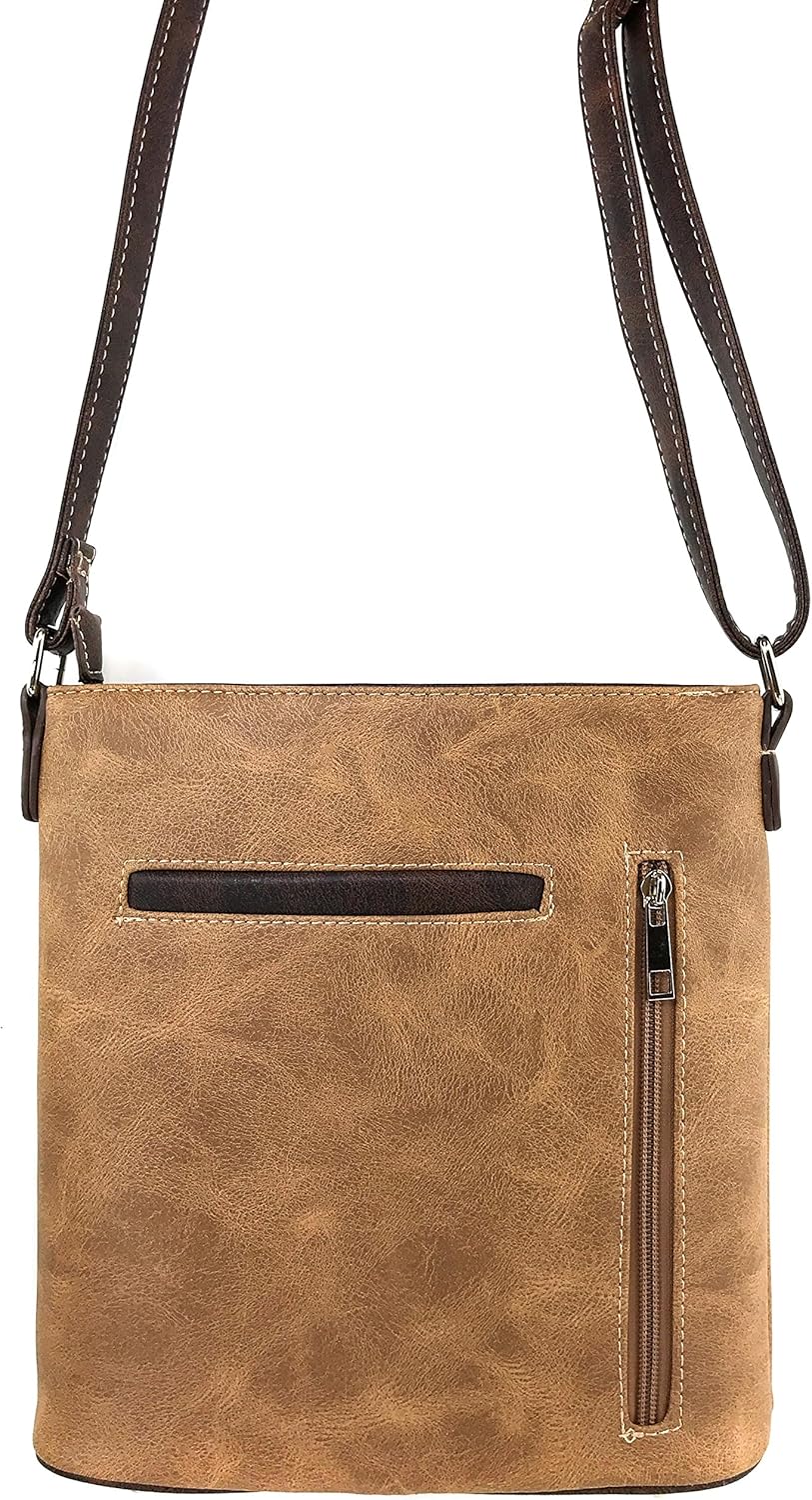 Justin West Native Longhorn Cow Skull Cactus Feather Color Conceal Carry Shoulder Handbag Purse | Trifold Wallet