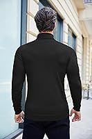 Vista 3 de COOFANDY Suéter de cuello alto ajustado para hombre, casual, básico, de manga larga, suéter de punto