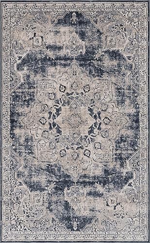 Miniatura 10 de Unique Loom Chateau Collection - Alfombra de área Roosevelt (5 pies 1 pulgada x 8 pies, rectangular, azul marinobeige)