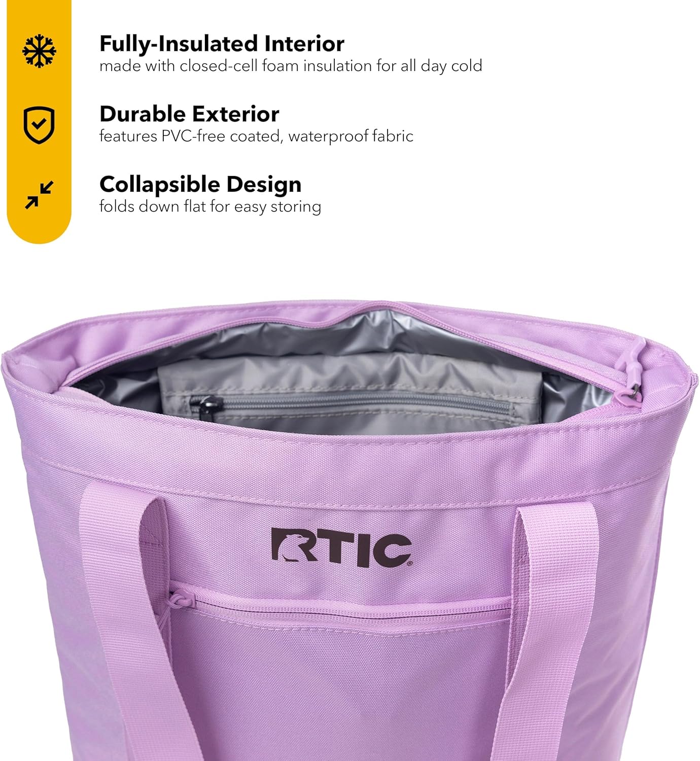 RTIC Everyday Insulated Slim Tote Cooler Bag, Waterproof for Beach, Grocery, Shopping, Fits 4 Wine Bottles or 24 Cans, 15L - Image 3