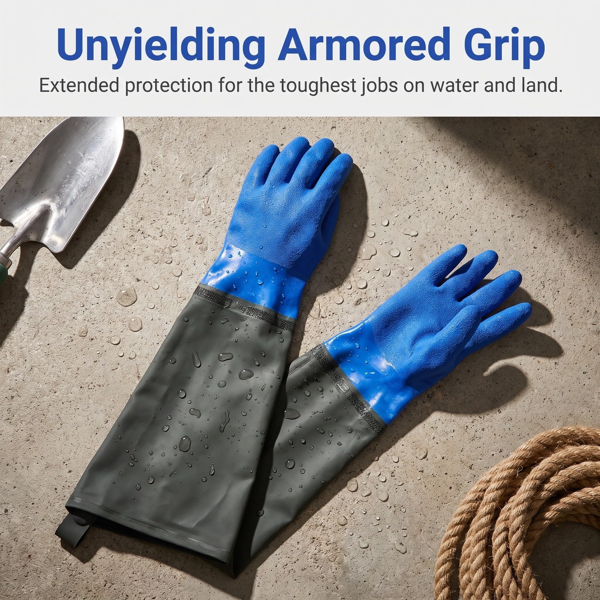 PRETYZOOM 6 Piezas Guantes de Pesca Largos Impermeables de Trabajo, Azul,