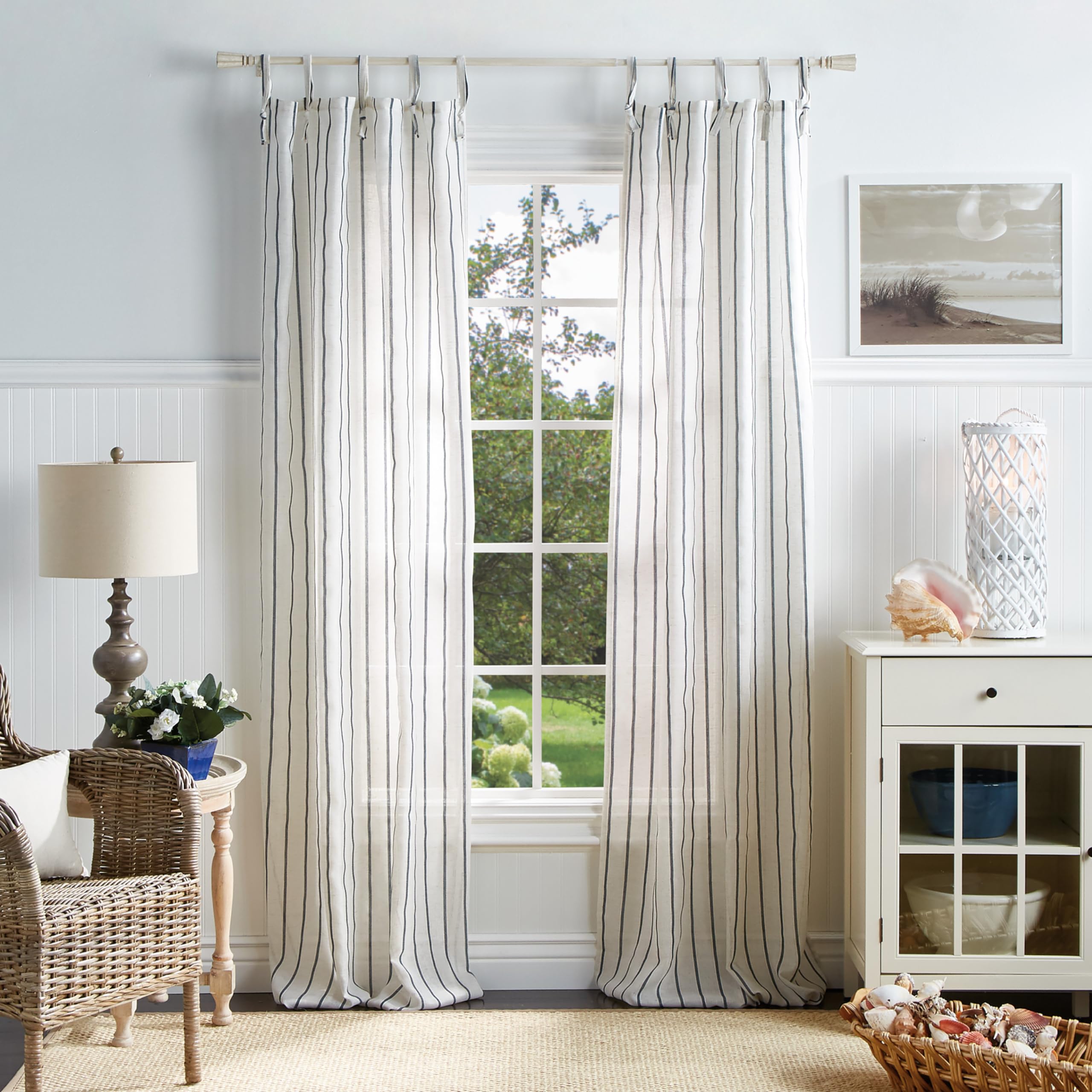 Rideaux fenêtre semi-transparents bleu marine 241 cm Martha Stewart Laguna