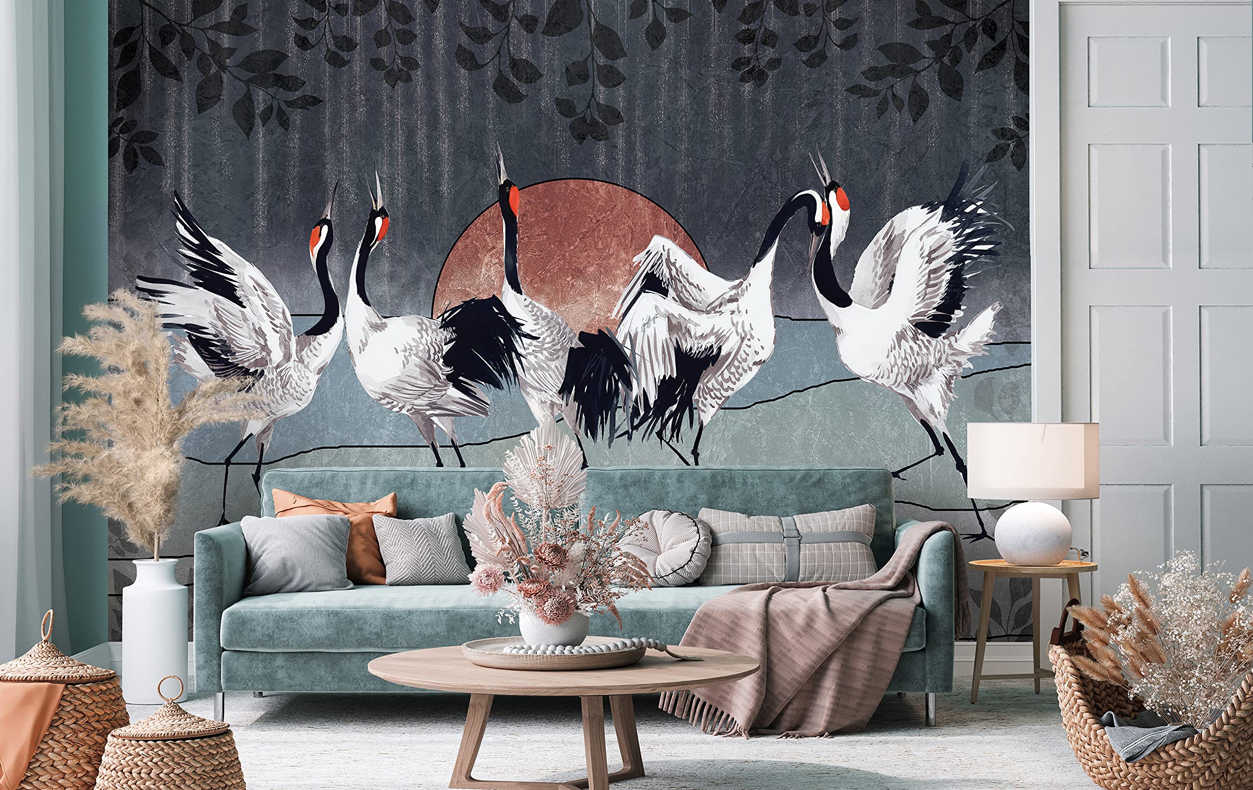 WallArena - Żurawie do tapet winylowych - VEXL (208 x 146 cm) 2 sztuki tapety do salonu i sypialni - - Tapety - Pokrycie ścian - Ściana funkcyjna i ściana ze zdjęciami - Żuraw