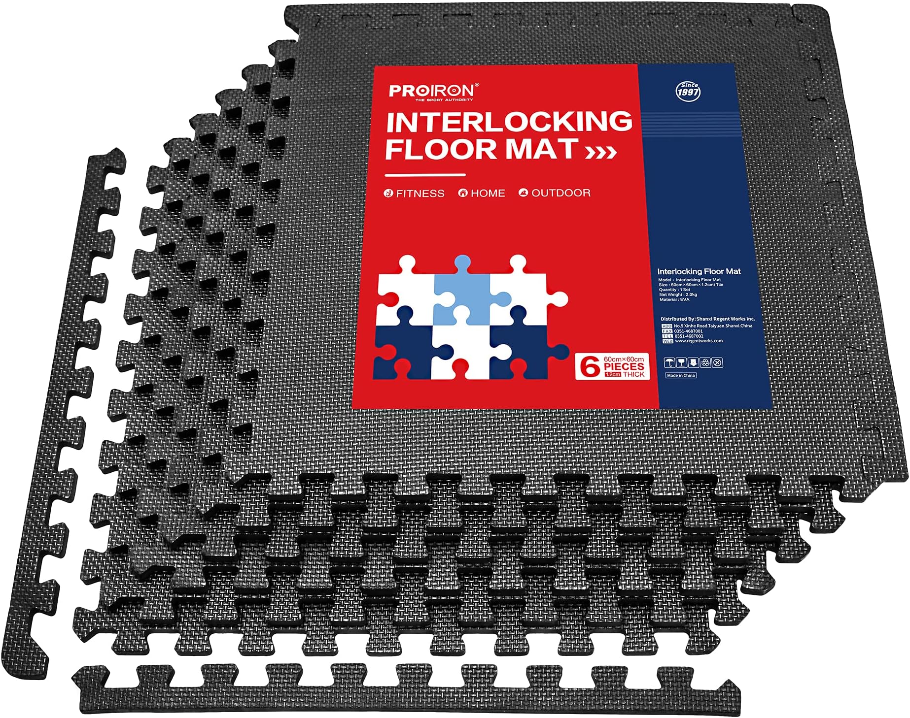 PROIRON Gym Floor Mats 1cm/2cm Thick, Foam Exercise Mats, Heavy Duty Interlocking Floor Tiles, Gym Flooring Puzzle EVA Rubber Mats for Garage, Home Workout, Fitness Equipment, Swimming Pool,Kids Play