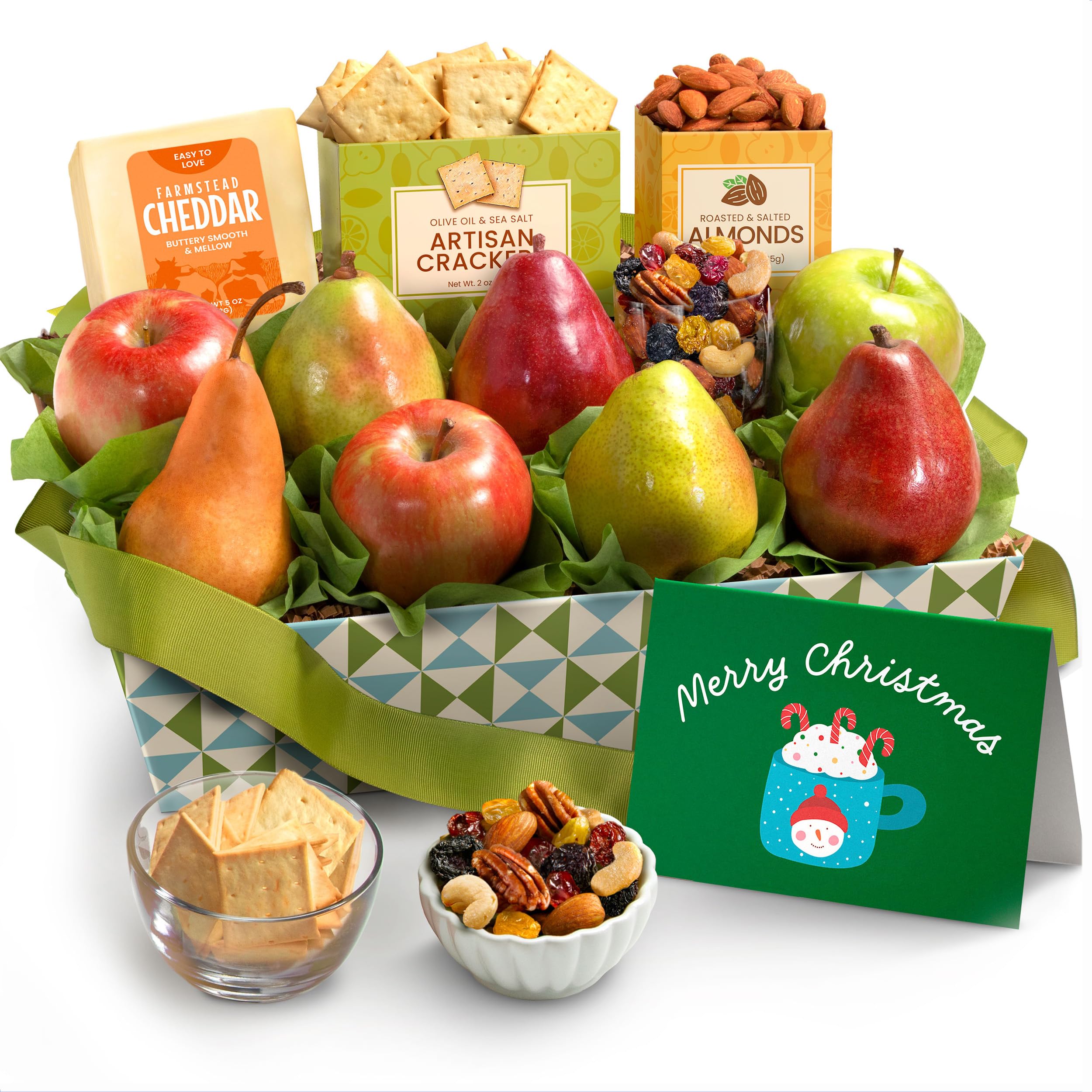 A Gift Inside Fruitfully Classic Merry Christmas Fresh Fruit Basket with Chee...