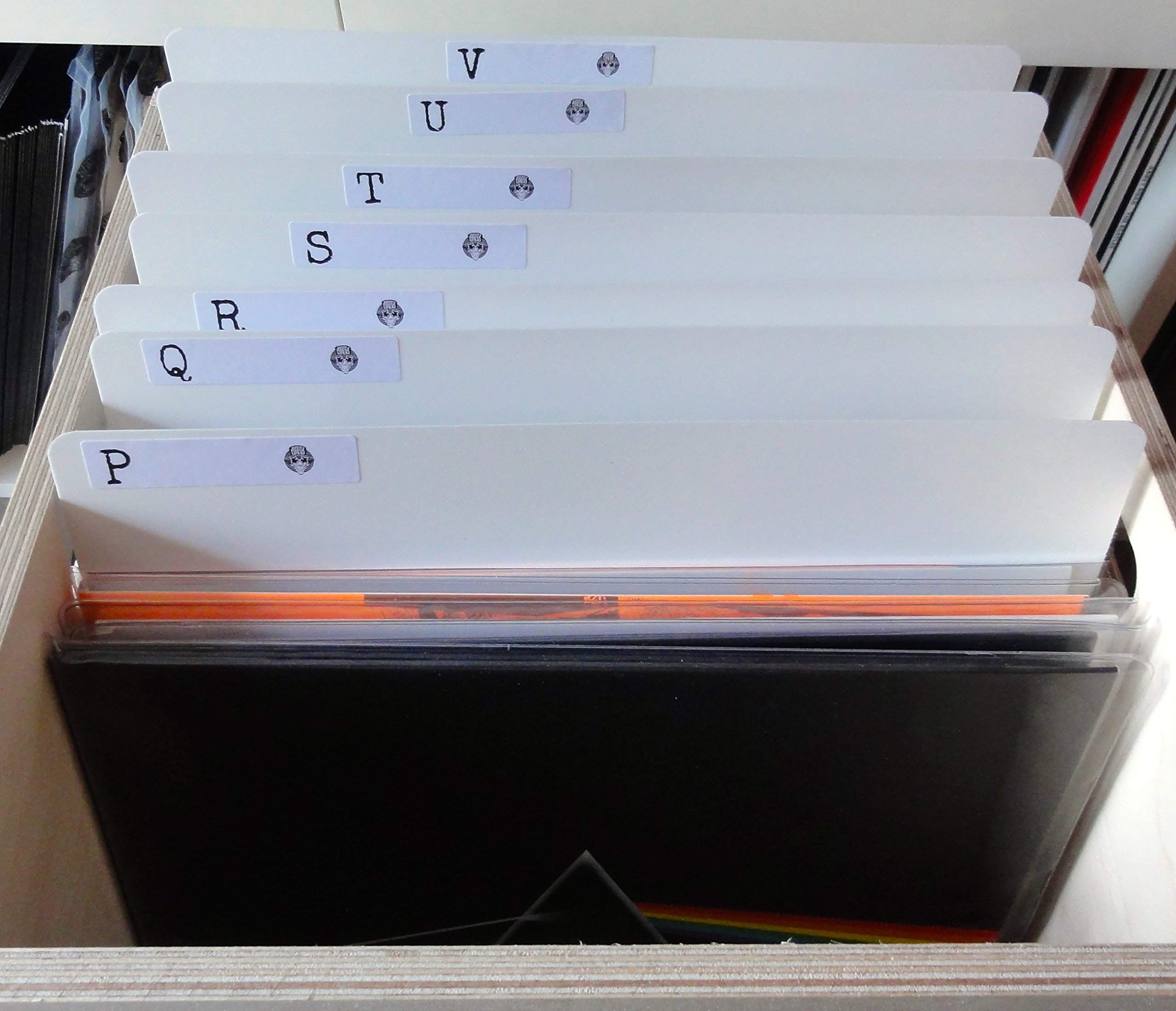 Pack of 26 x 12" inch White Vinyl LP Album A - Z Record Shop Style 800 micron Plastic Dividers