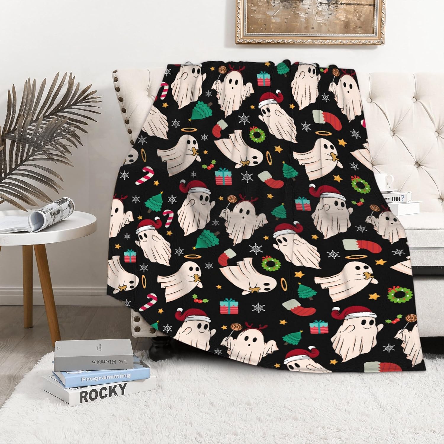 Christmas Ghosts Throw Blanket is Super Soft and Warm,The Lightweight Flannel Blanket is for All-Season Use,A Great Choice for Gifts 80"x60"for Adult